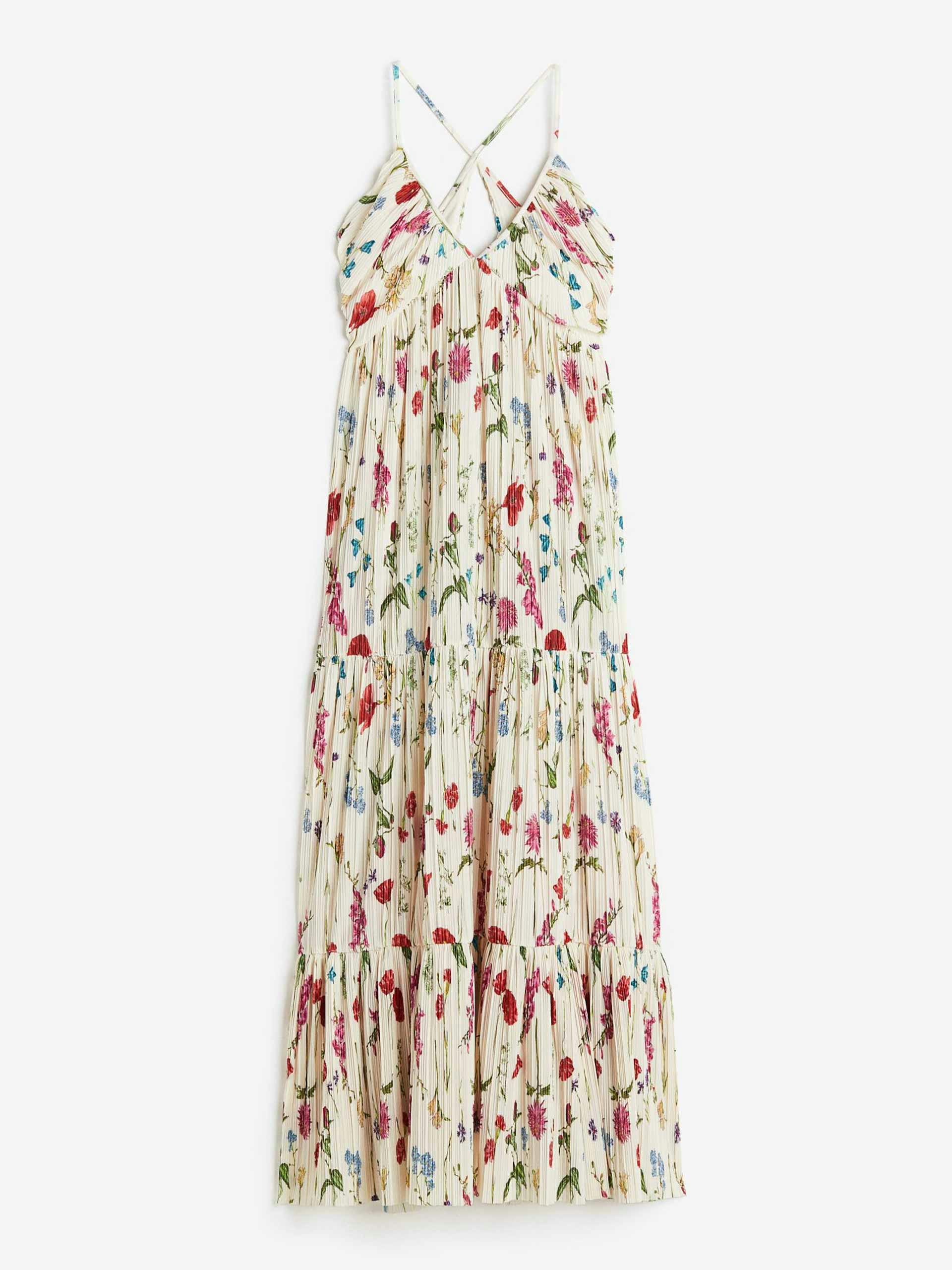 Pleated floral maxi dress