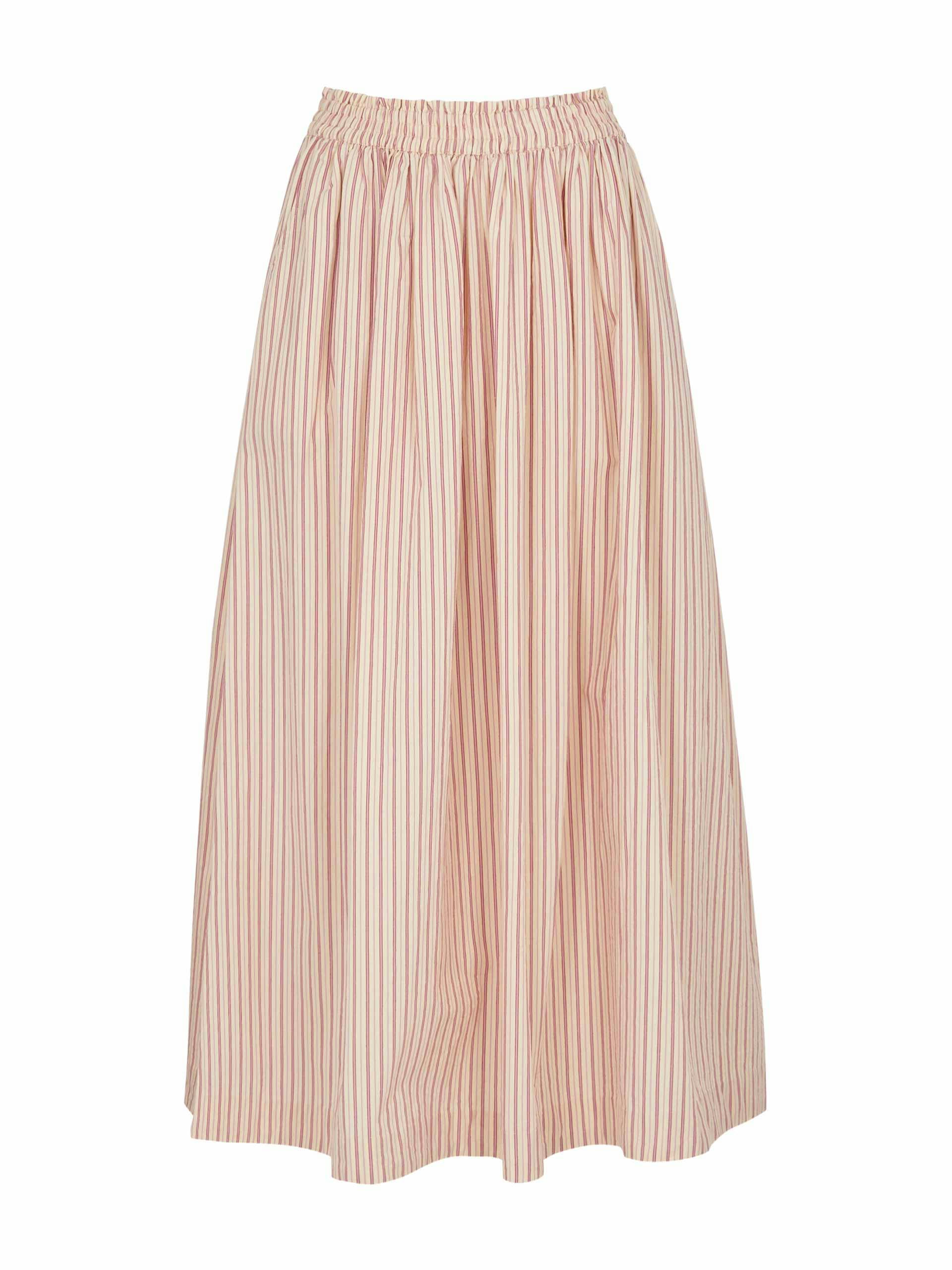 Dagny striped cotton midi skirt
