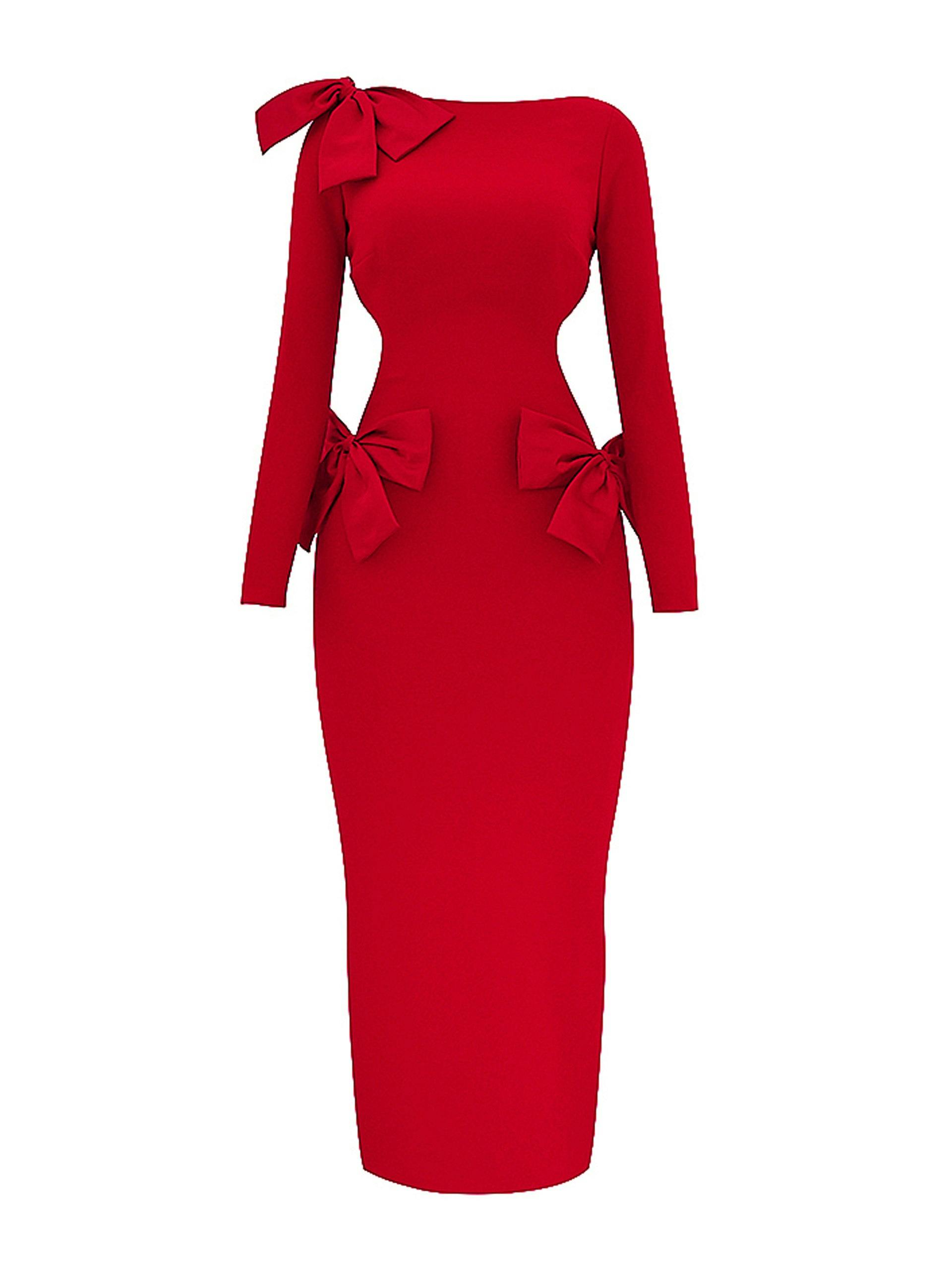 Lavele red bow maxi dress