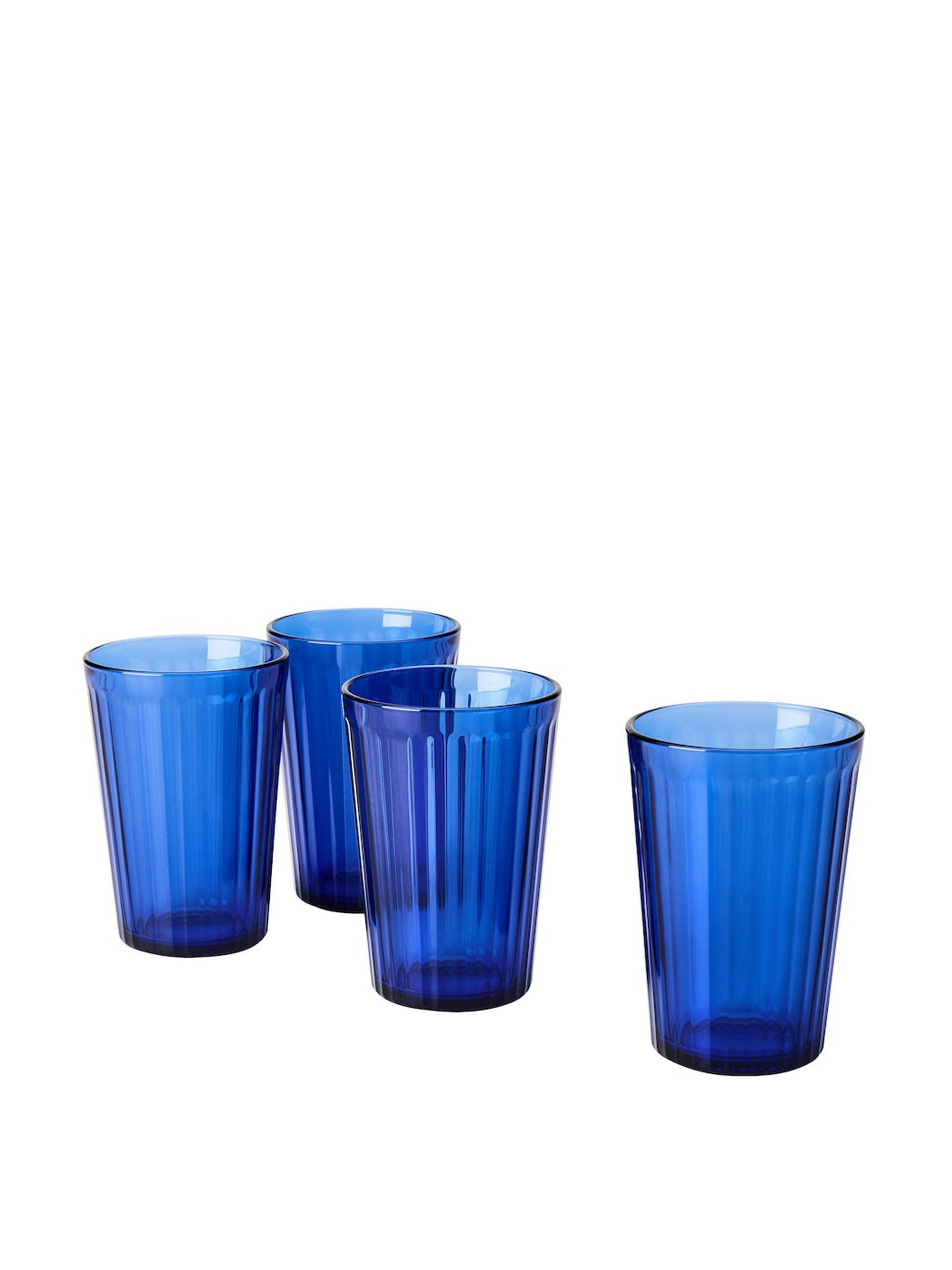 Blue glass tumblers (set of 4)