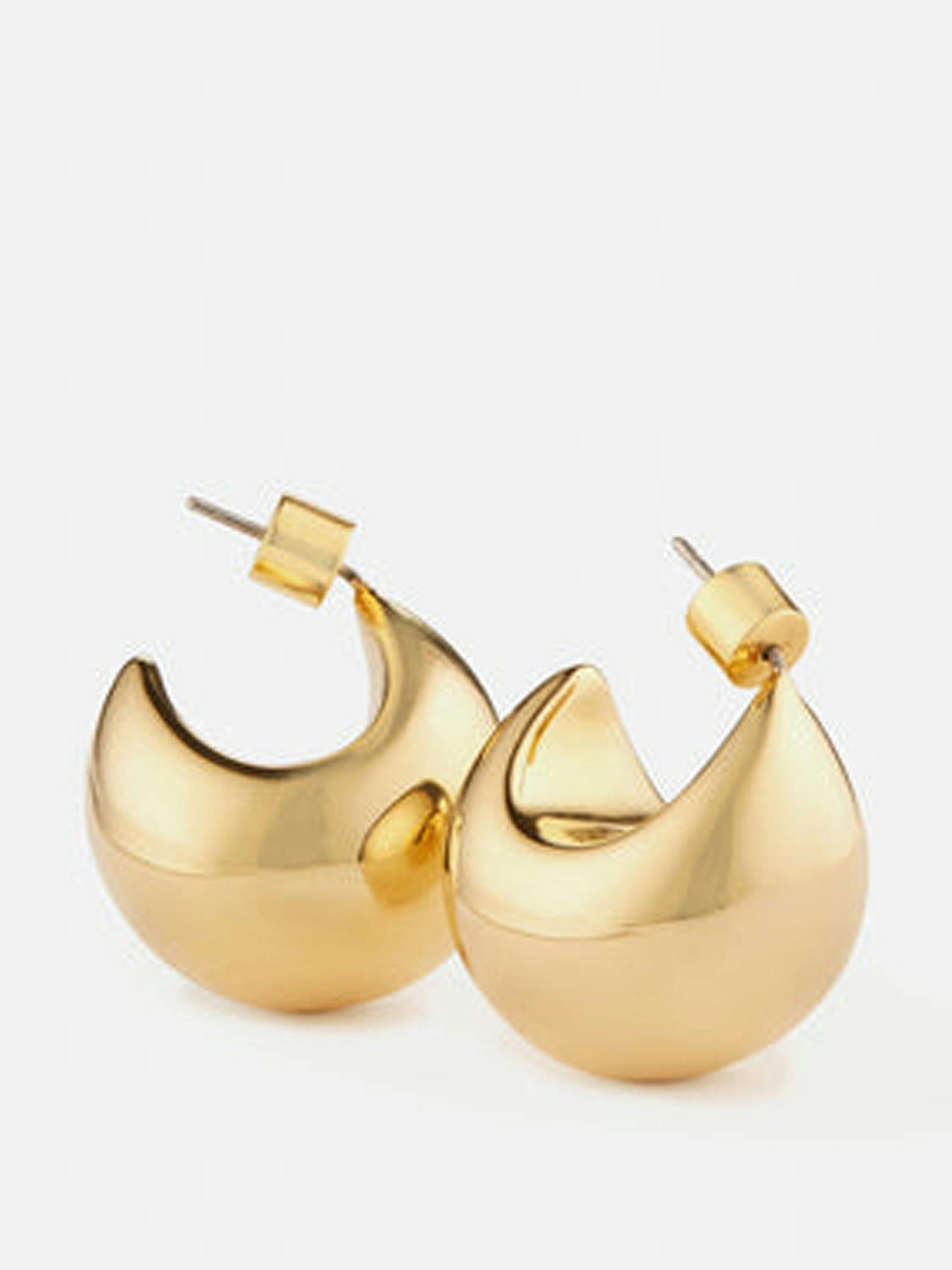 Gold chunky dome hoop earrings