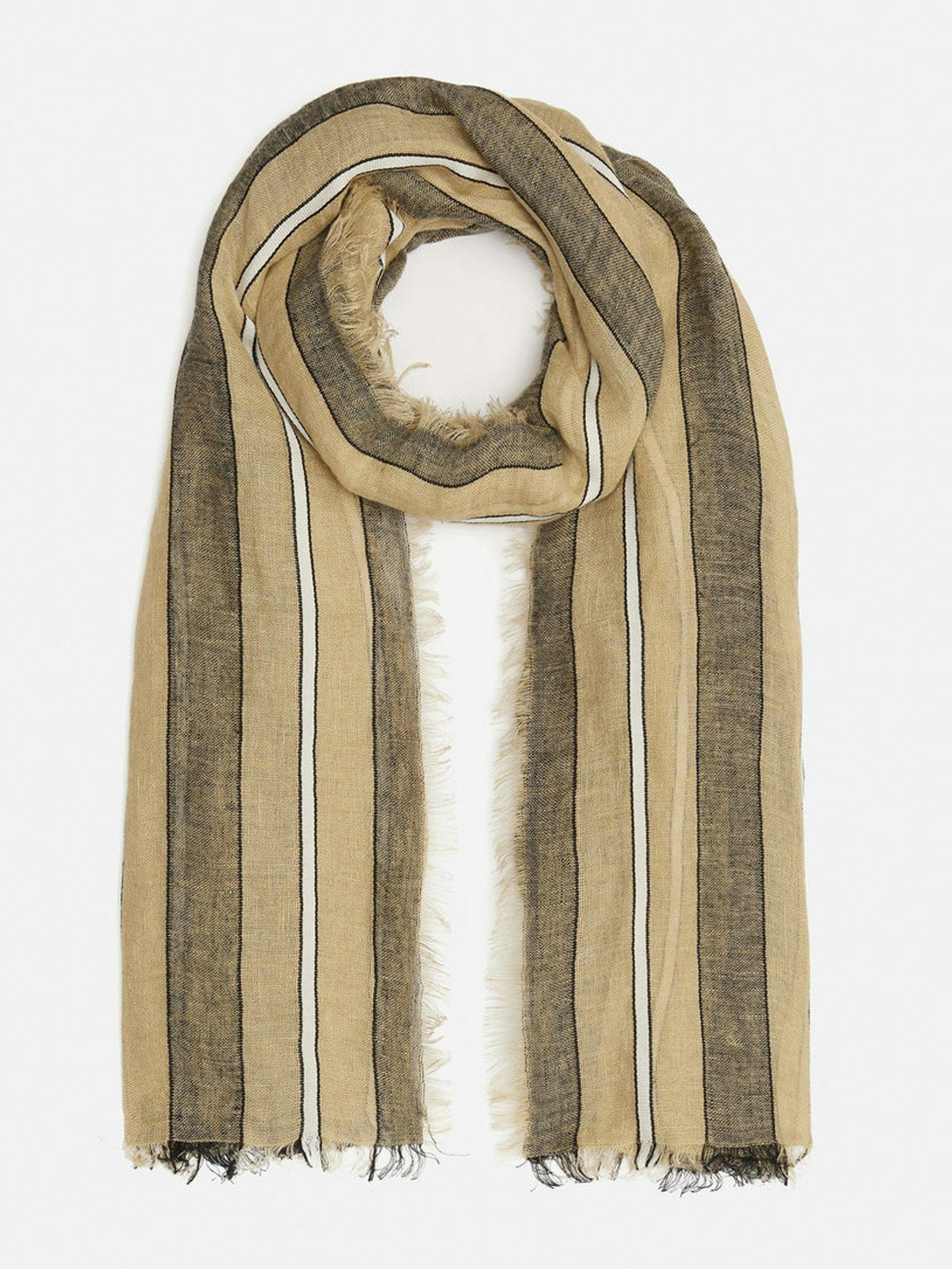 Linen mix stripe woven scarf