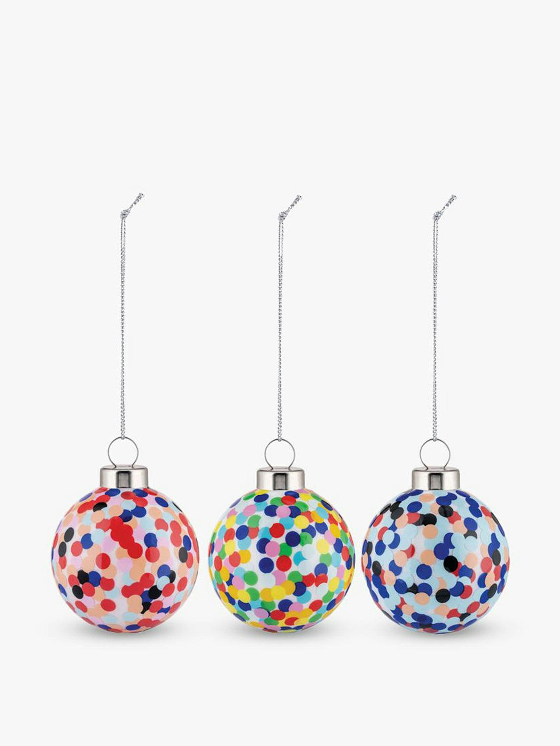 Glass dot Christmas baubles (set of 3)
