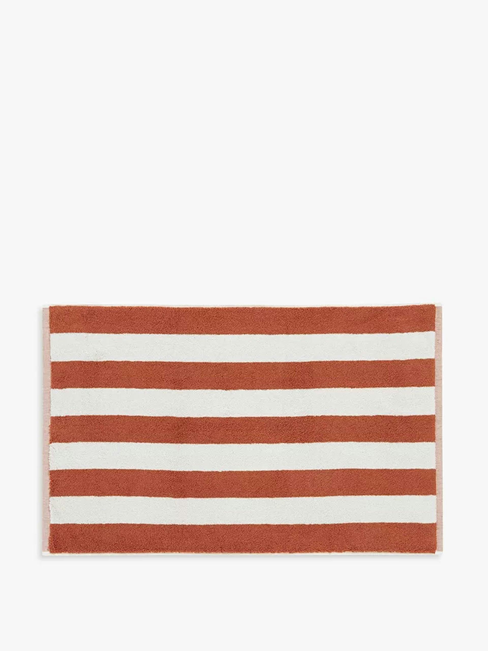 Brown striped bath mat