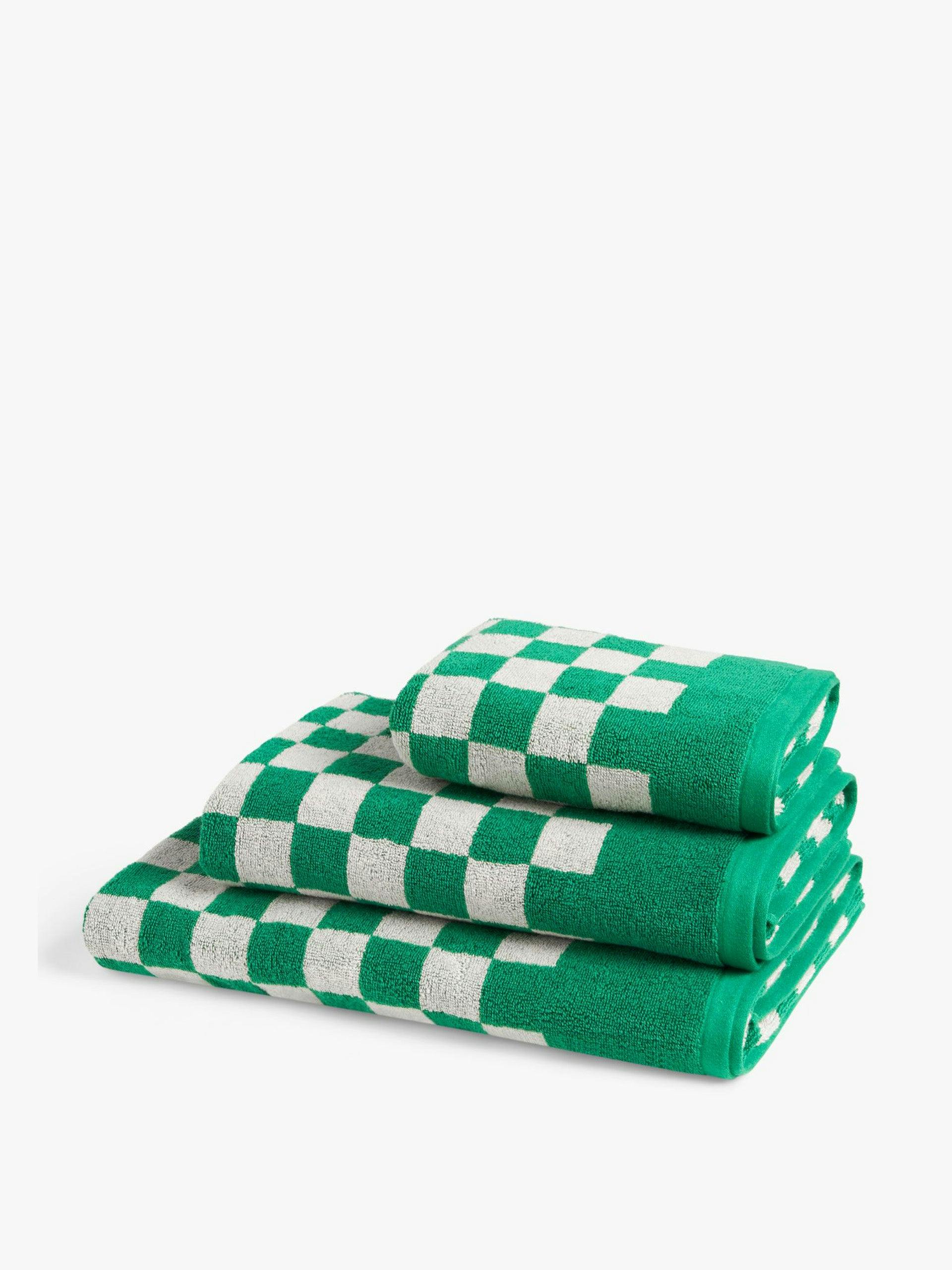 Green checkered hand towels