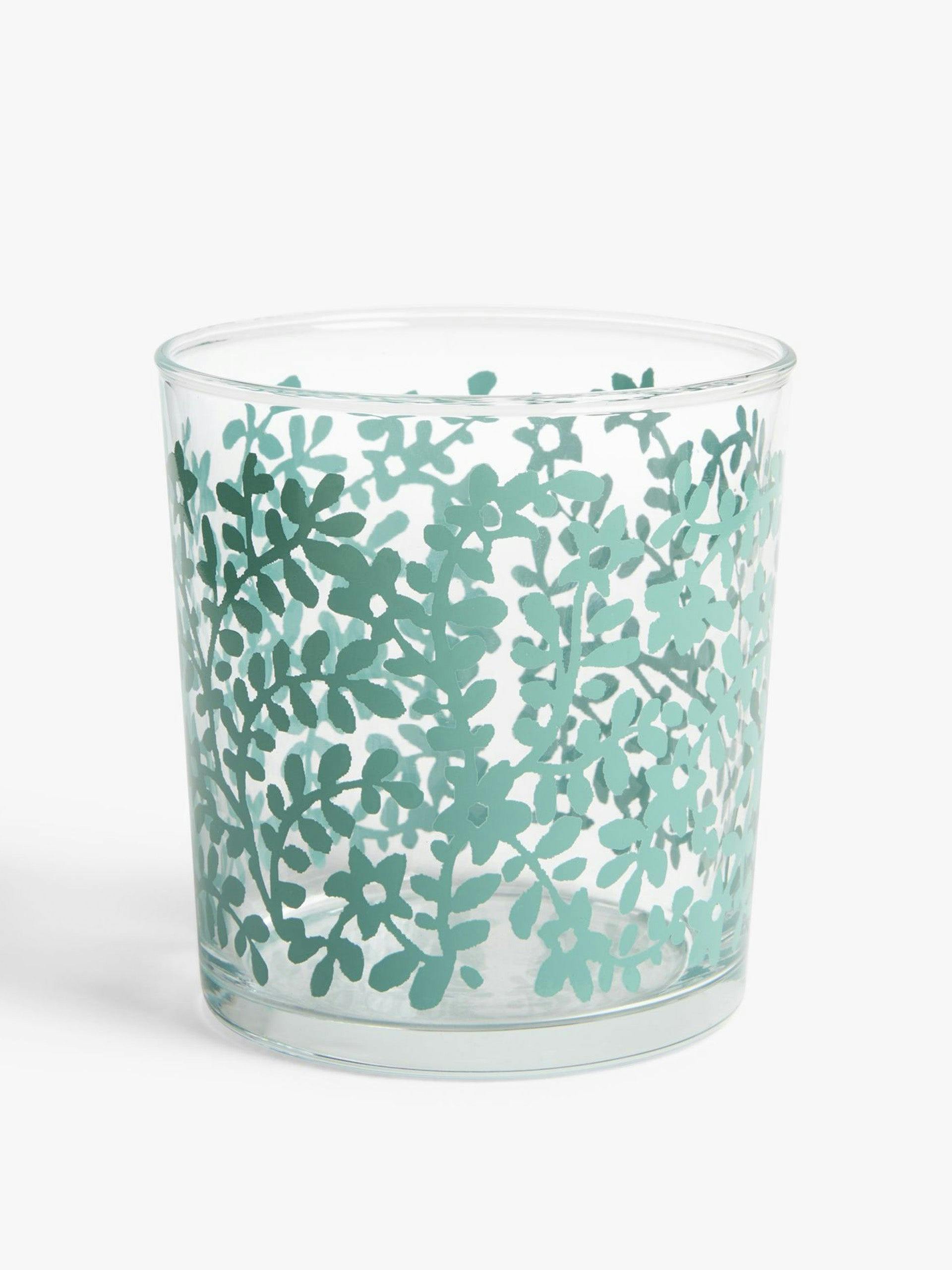 Floral print glass tumbler