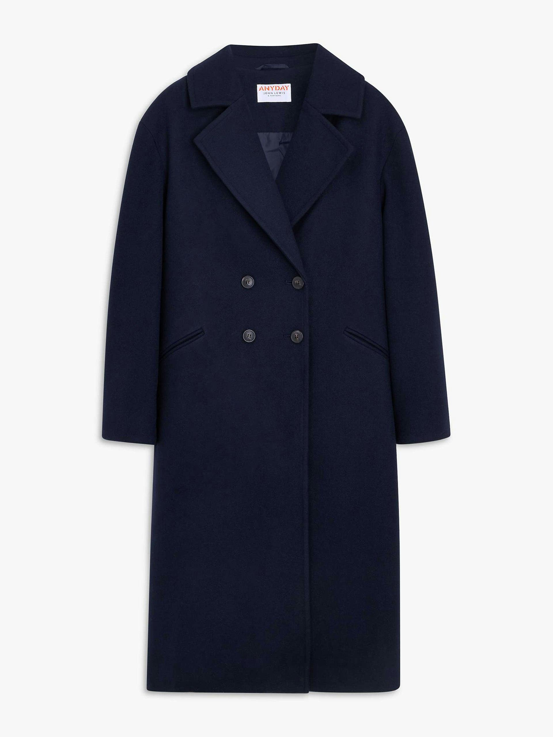 Plain double-breasted coat in Midnight