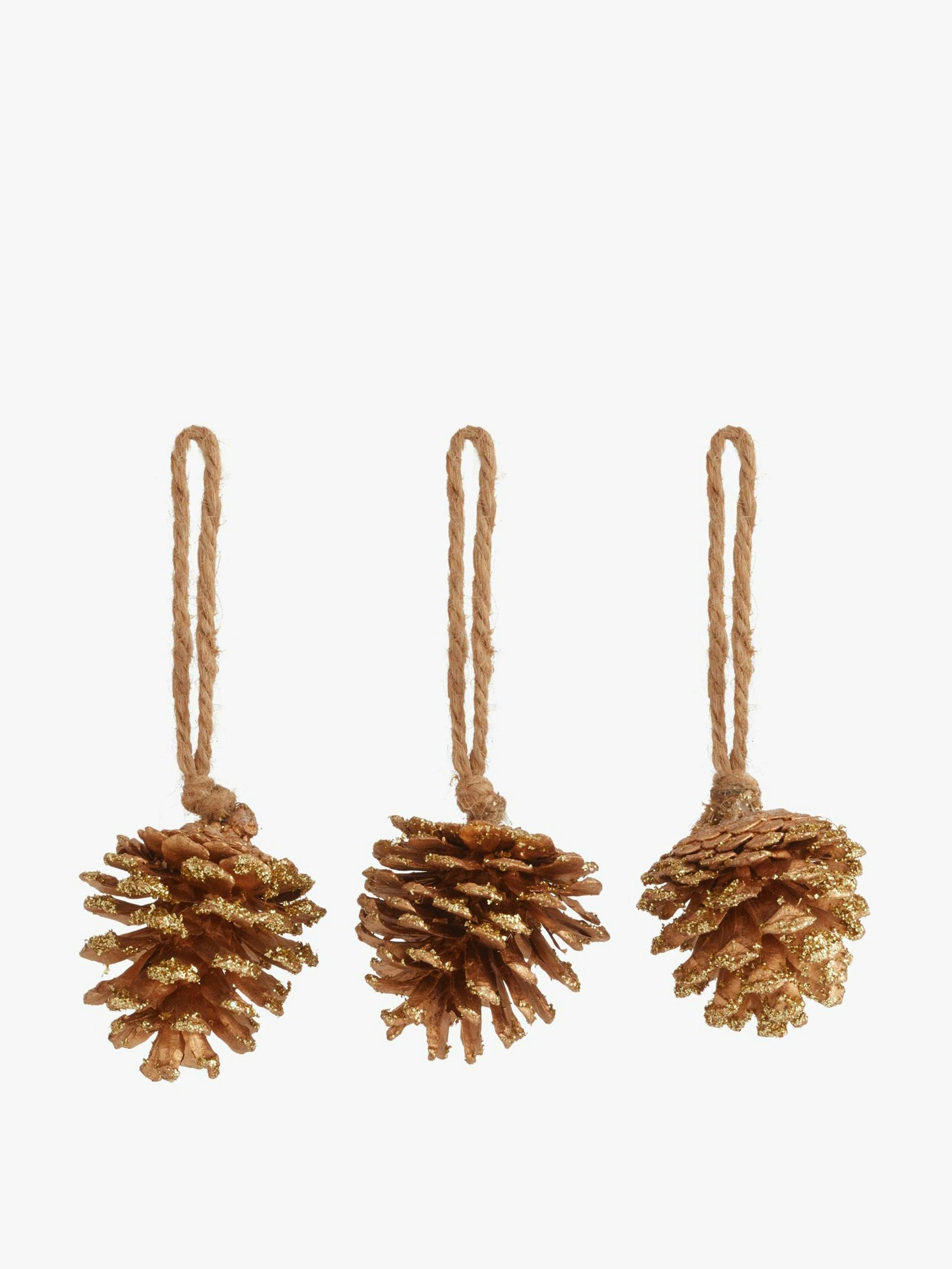 Christmas Cottage pine cone tree decorations (set of 12)