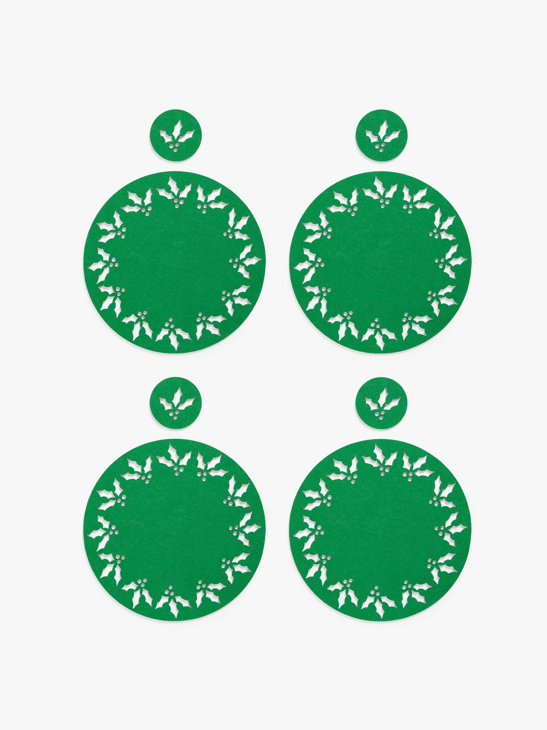 Christmas holly felt placemats and coasters (set of 4)