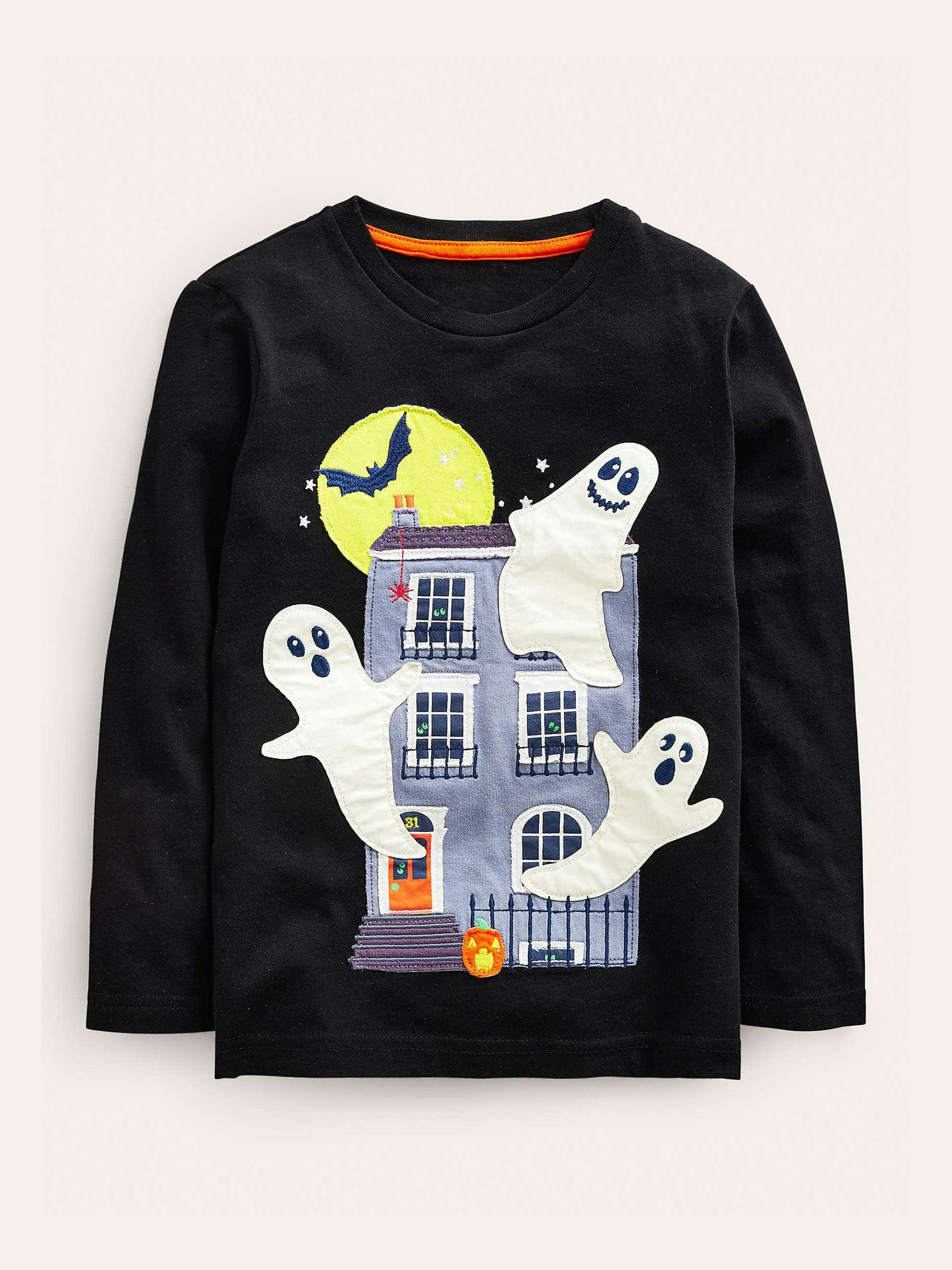 Kids’ Halloween ghosts applique t-shirt