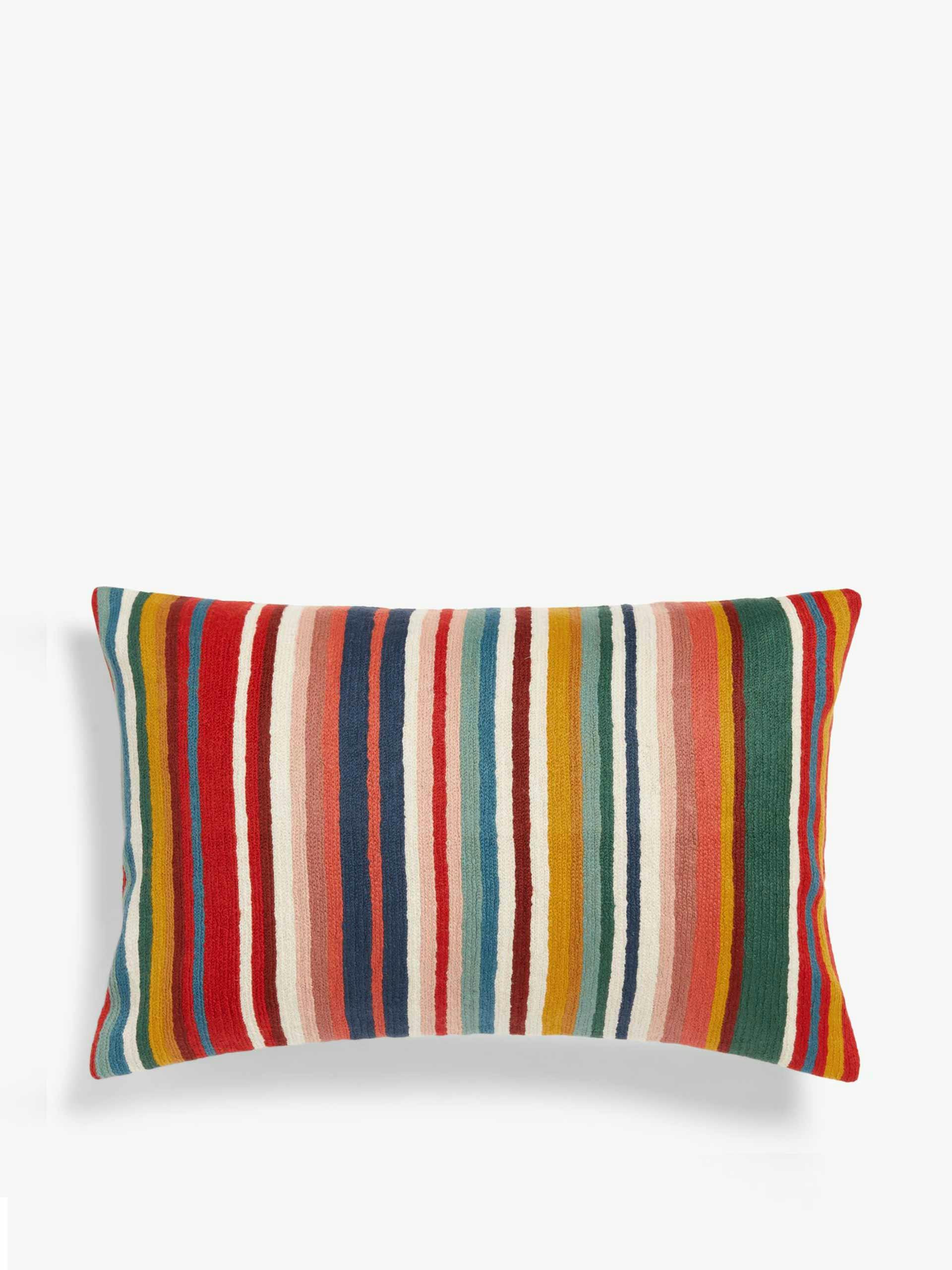 Multicolour poncho stripe cushion