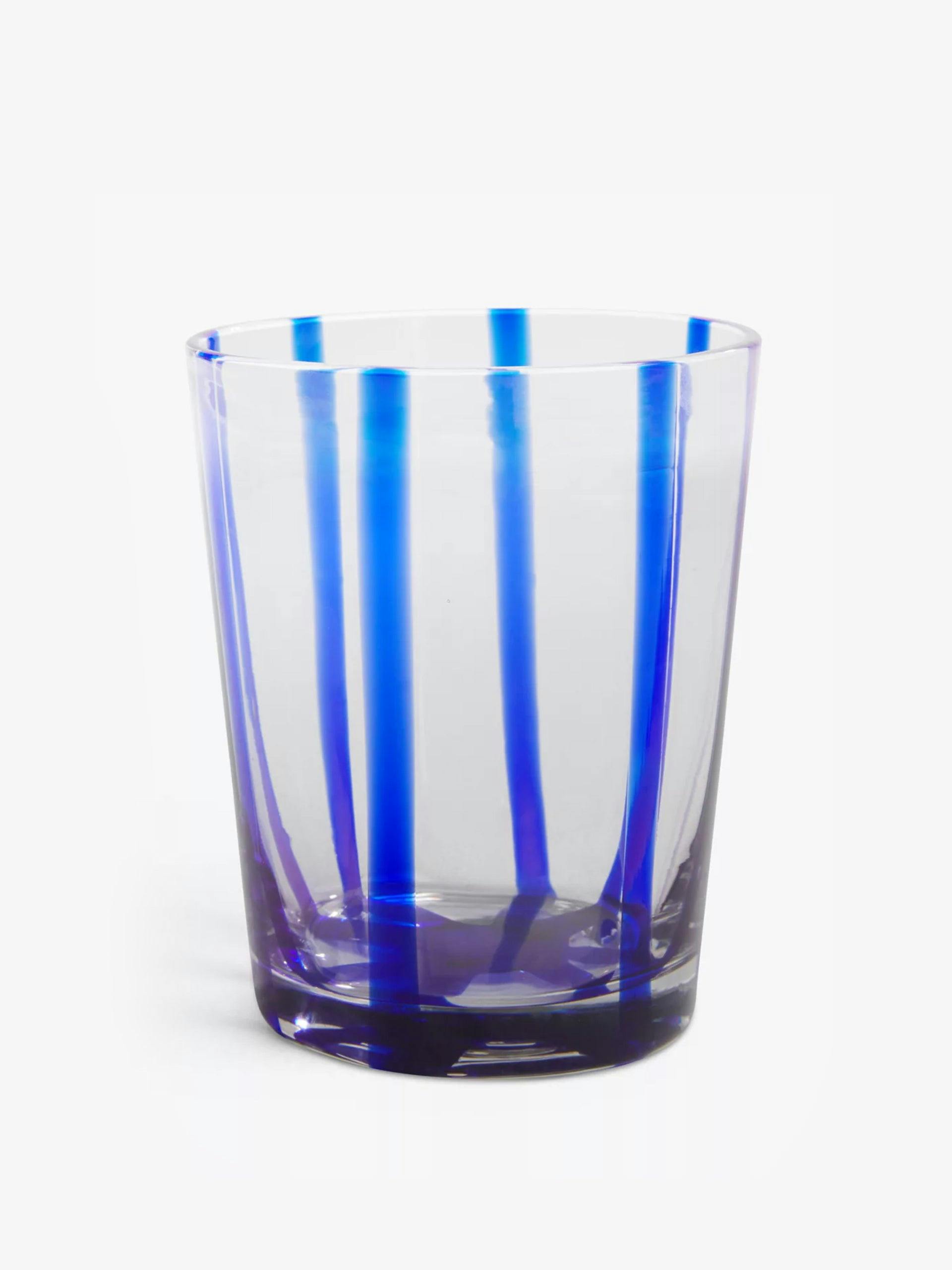 Blue striped glass tumbler