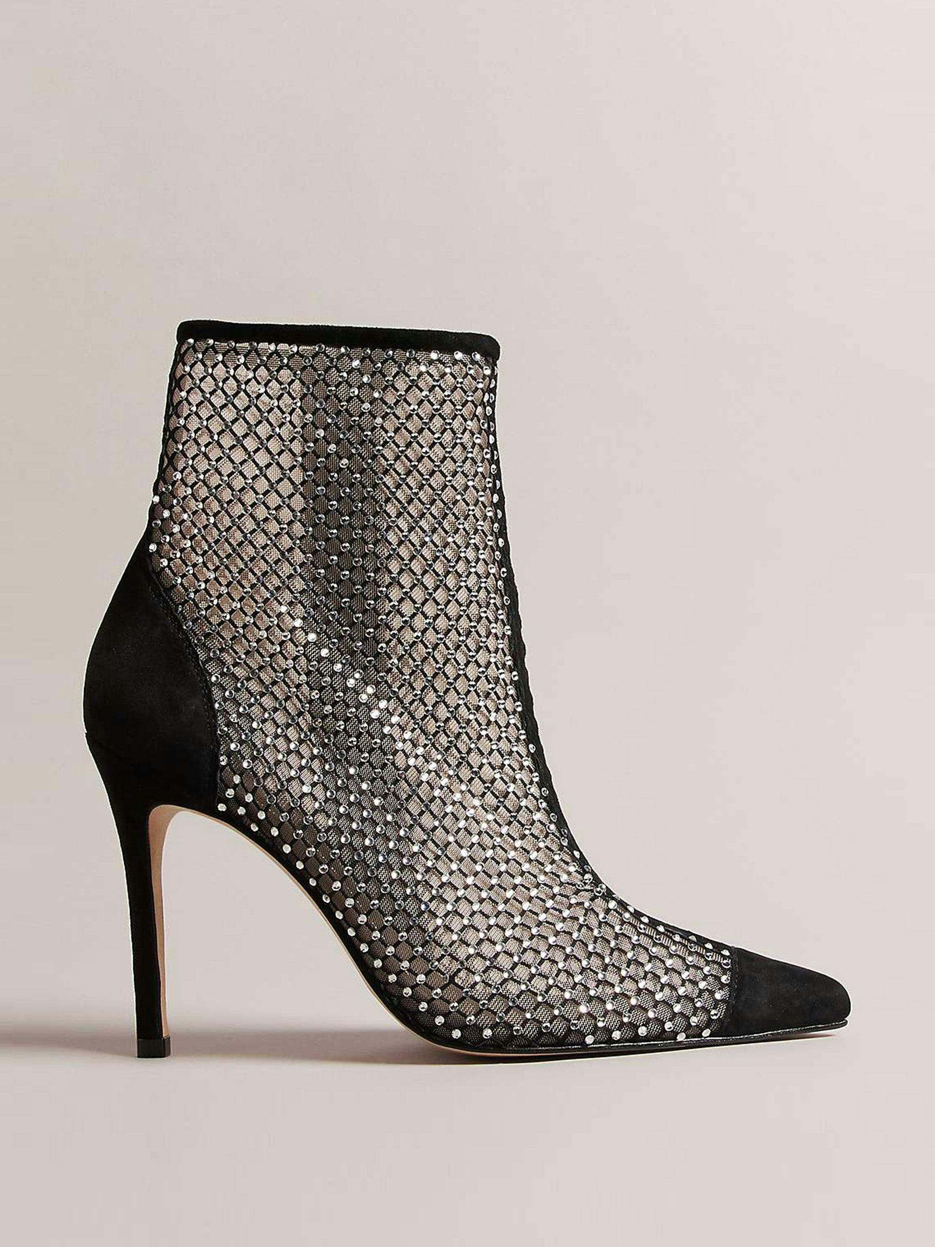 Embellished high heel ankle boots