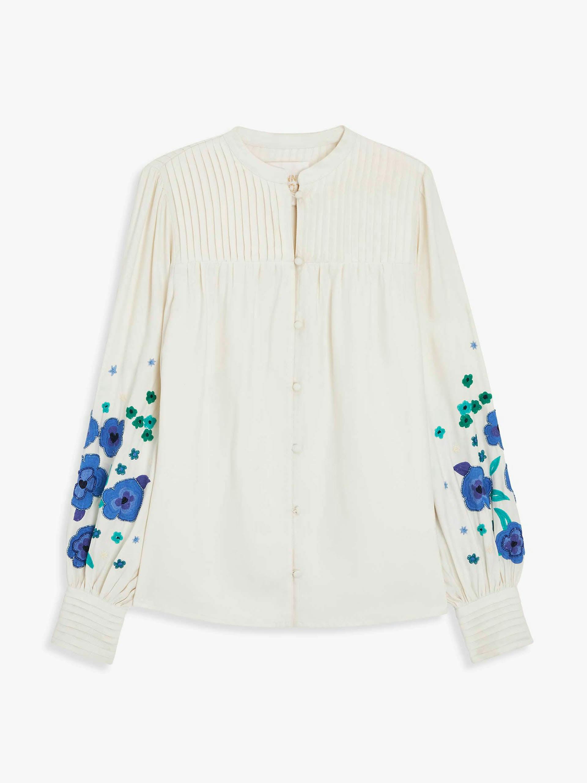 Embroidered balloon sleeve blouse