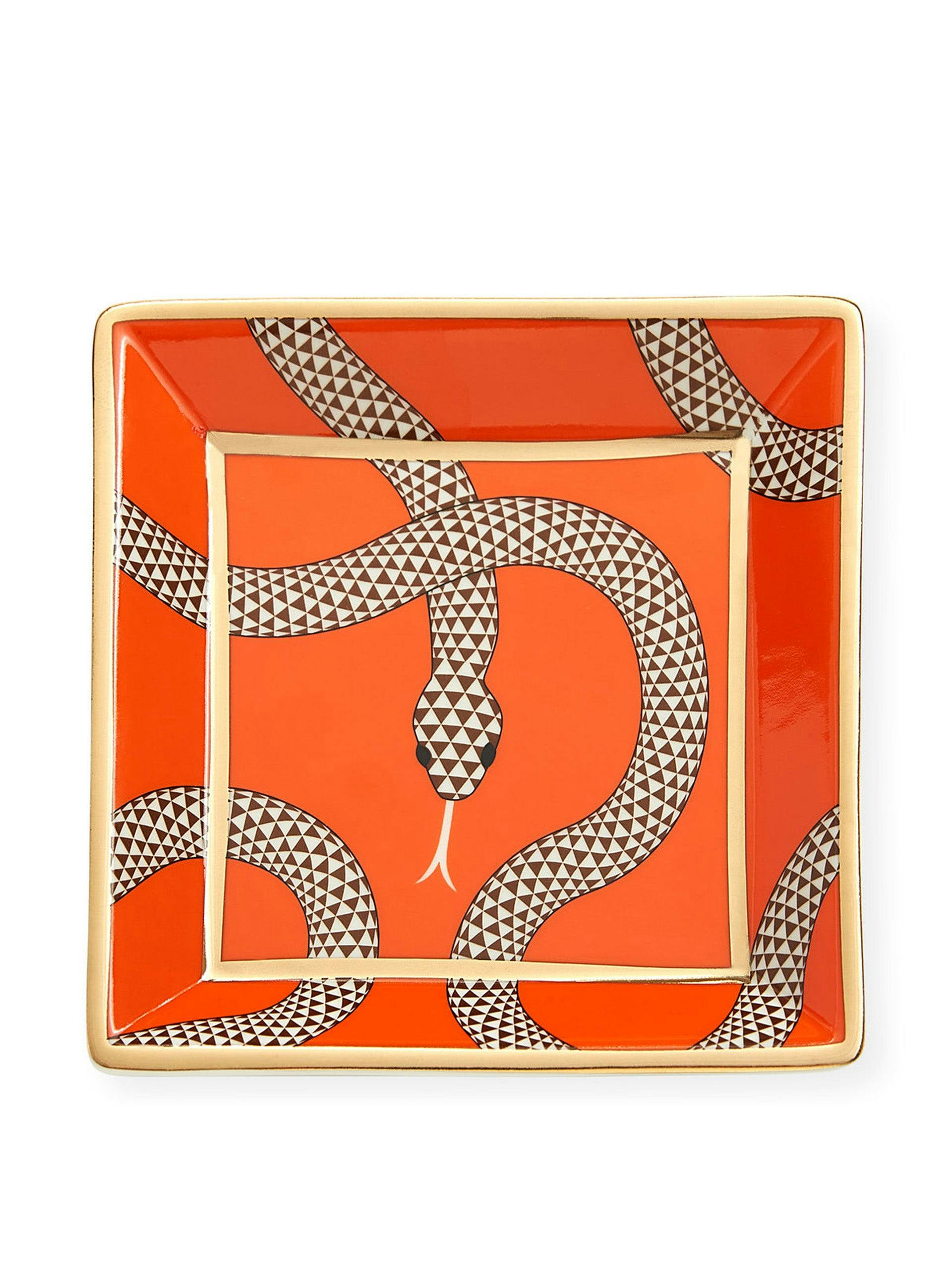 Orange serpent print square tray