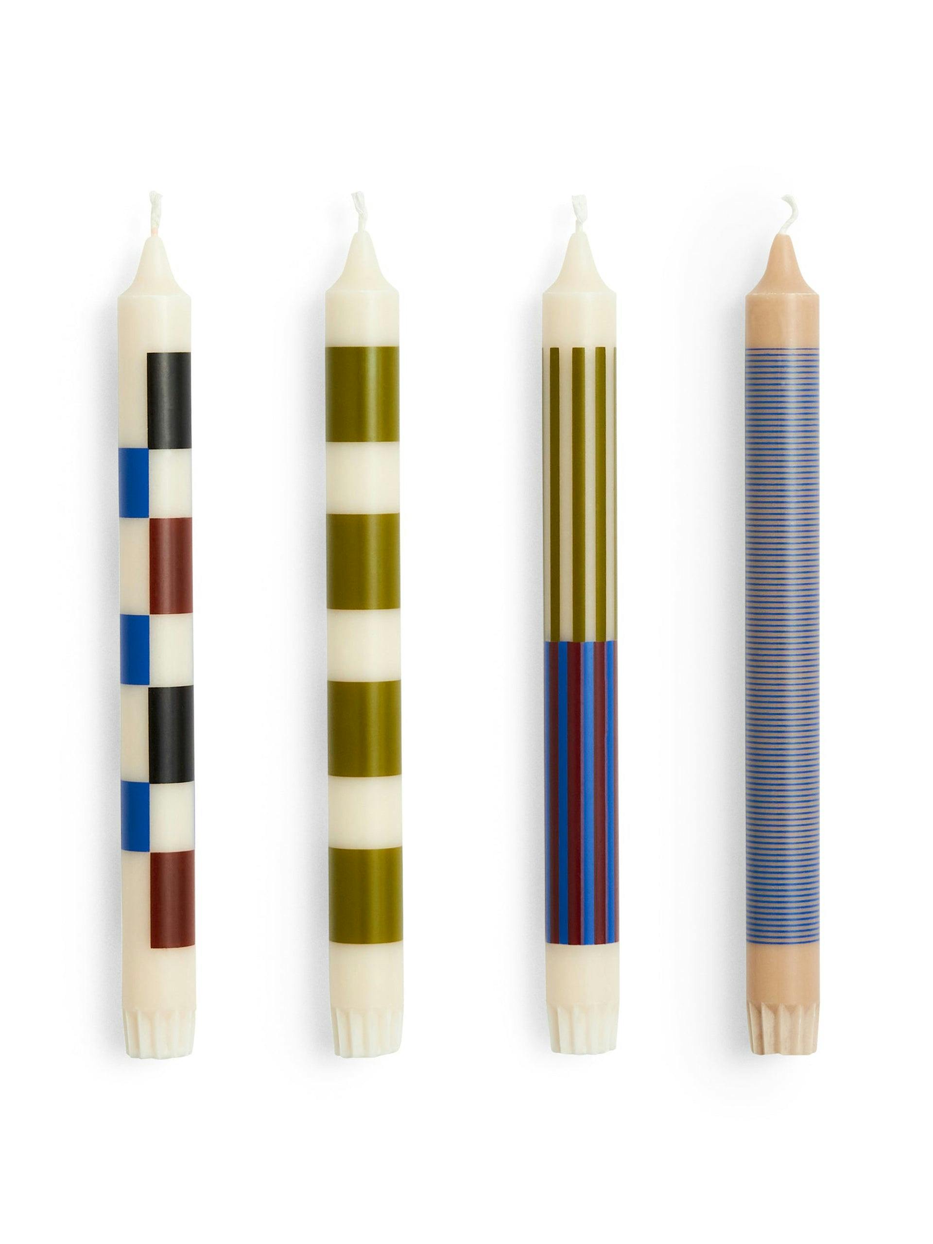 Striped candles (set of 4)