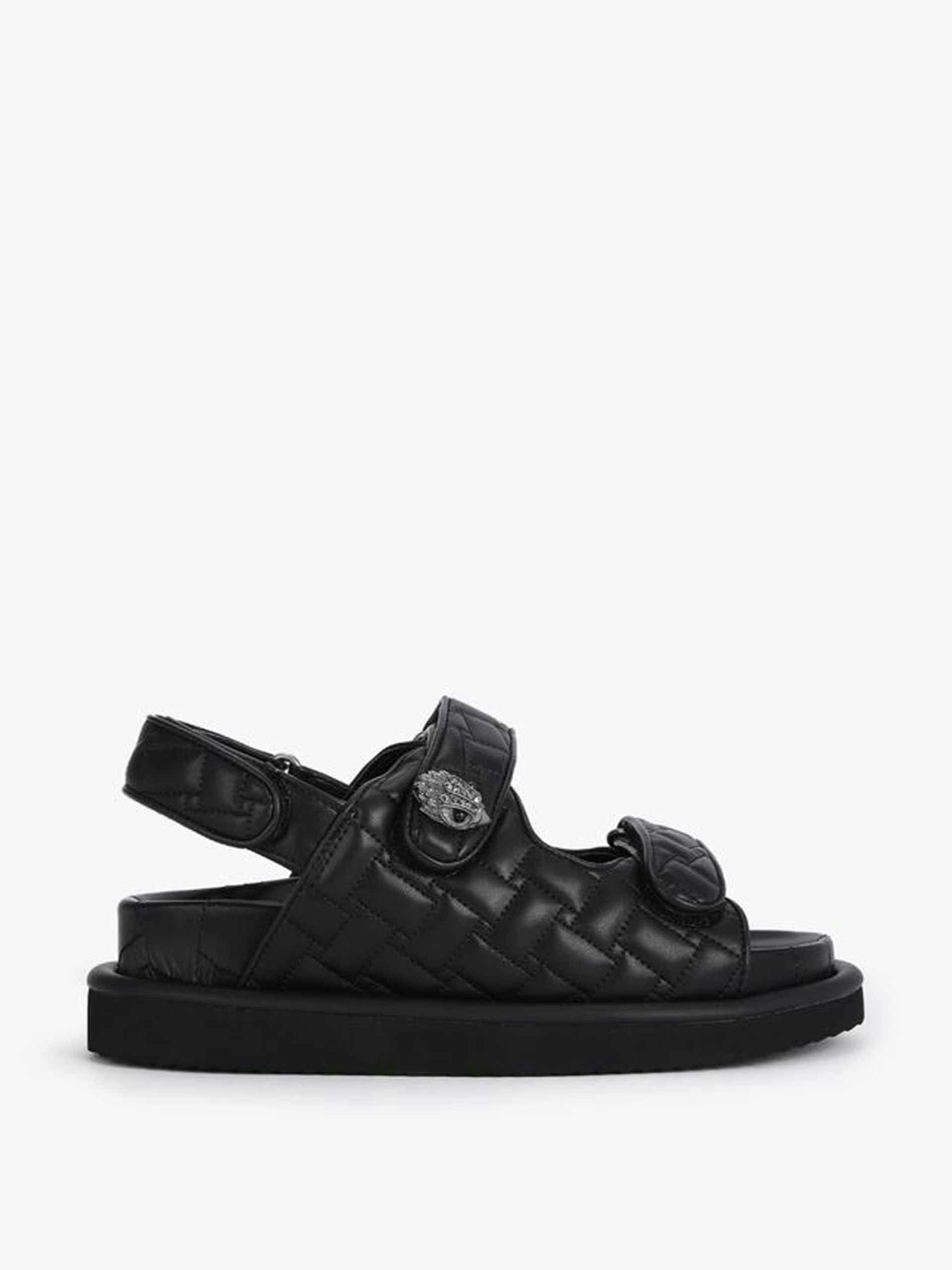 Black eagle head quilted sandals