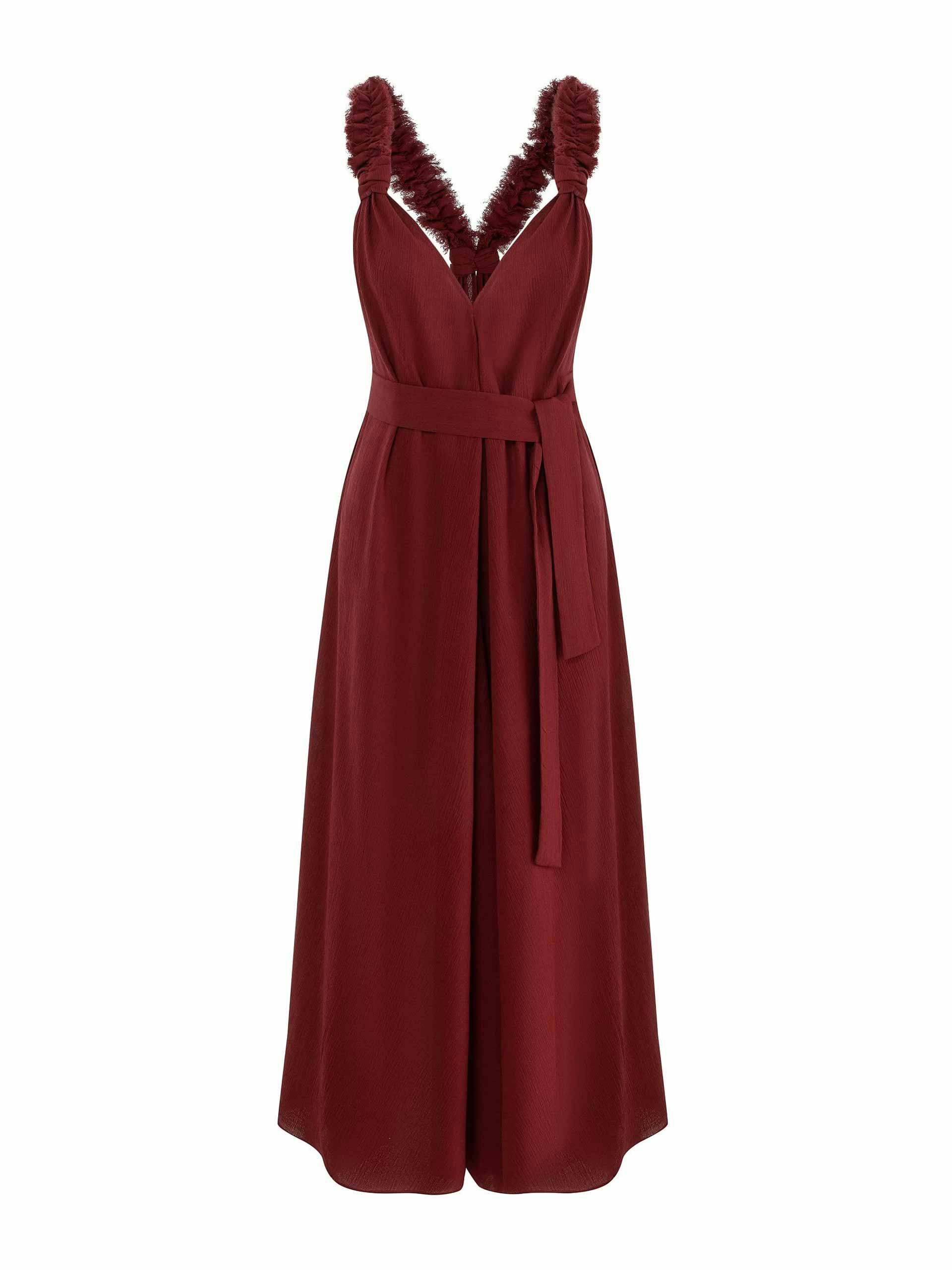 Cranberry Red cotton ruffle strap dress