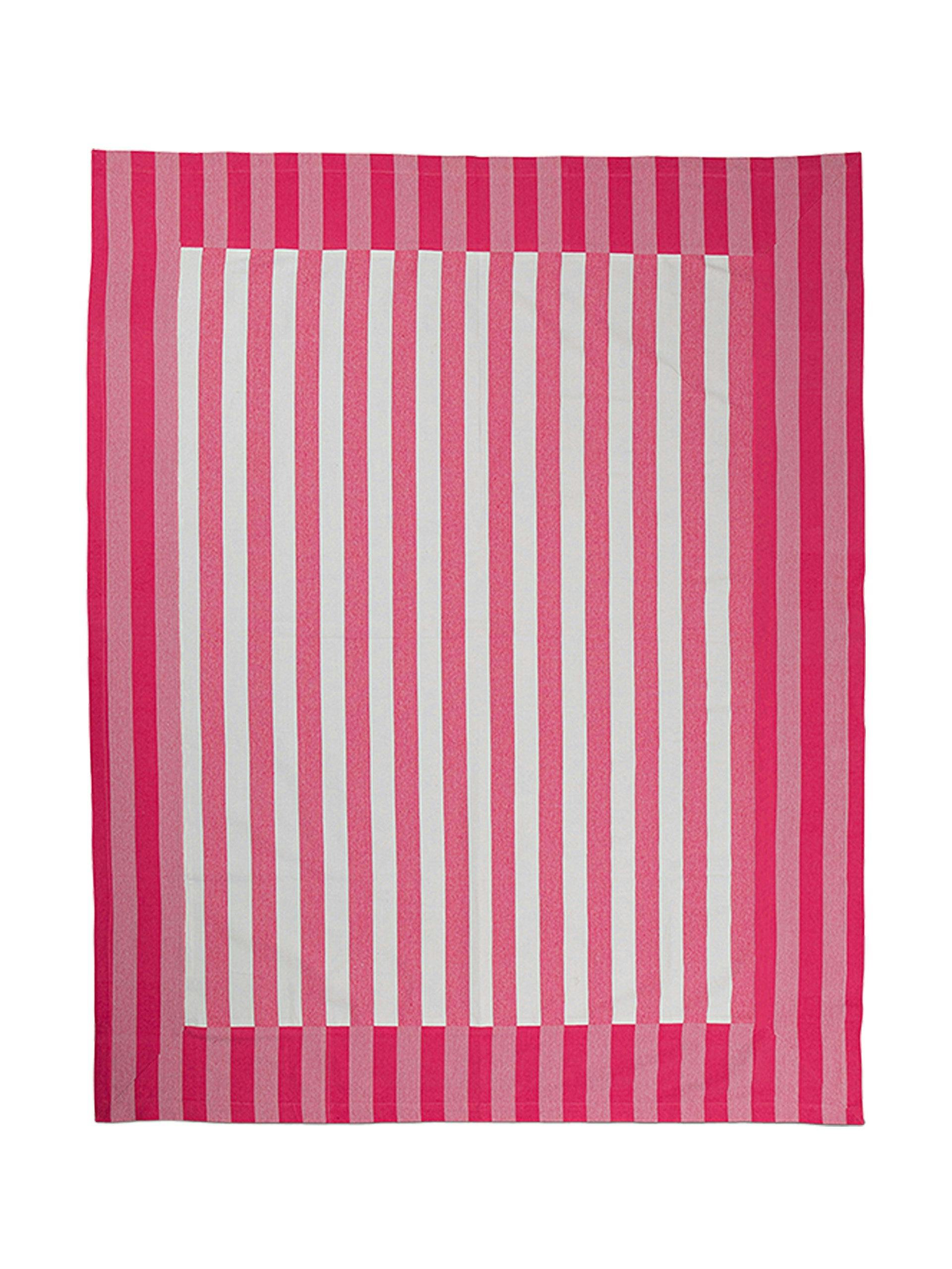Punch pink stripe tablecloth