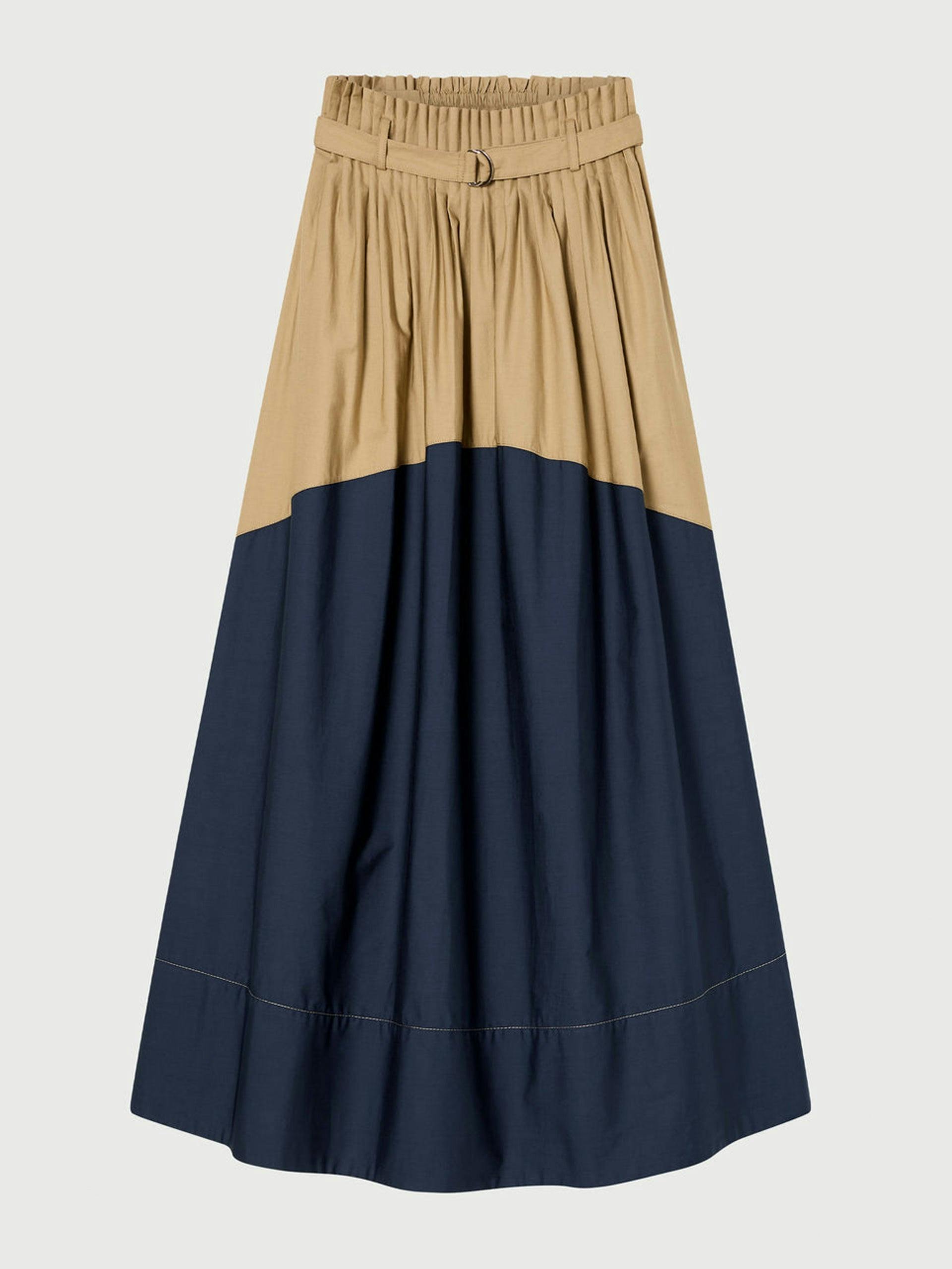 Beige and navy maxi skirt