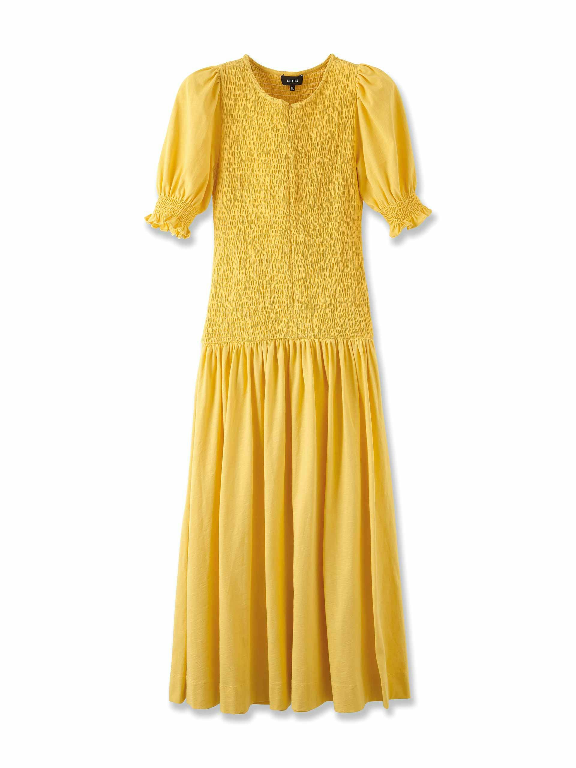 Yellow slub maxi dress