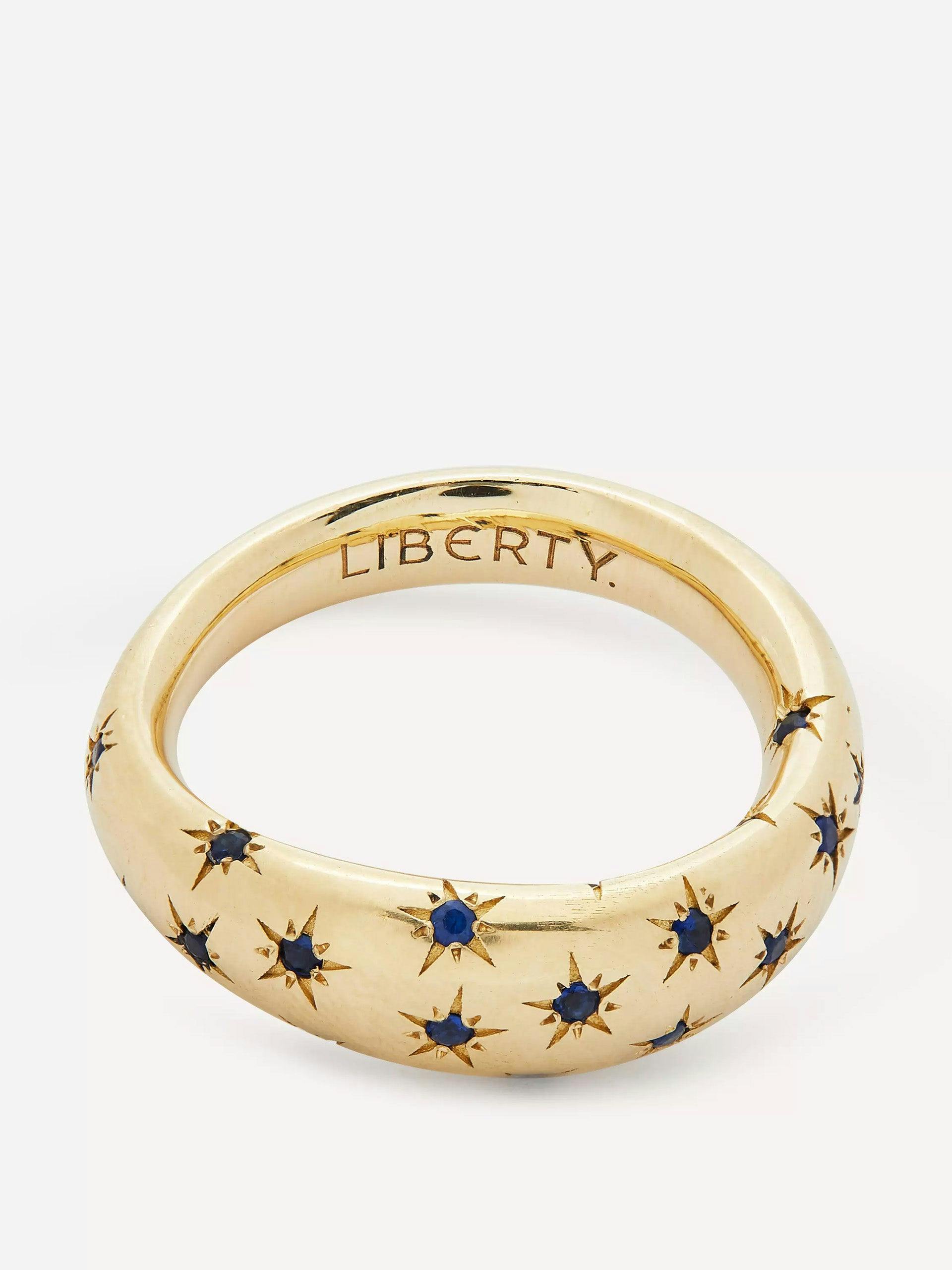 Gold handmade Ianthe star blue sapphire ring