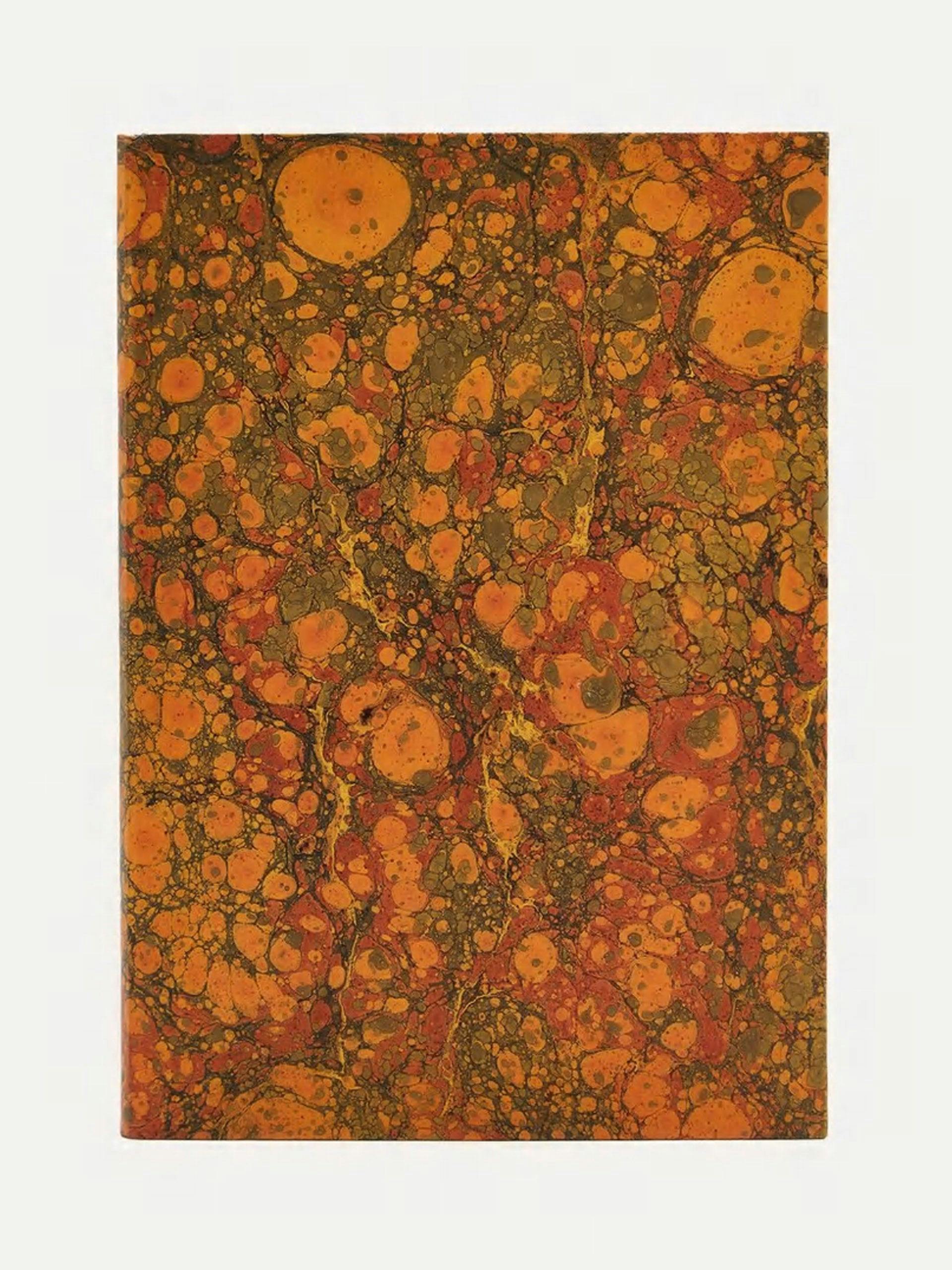 Marbled notebook with orang lining