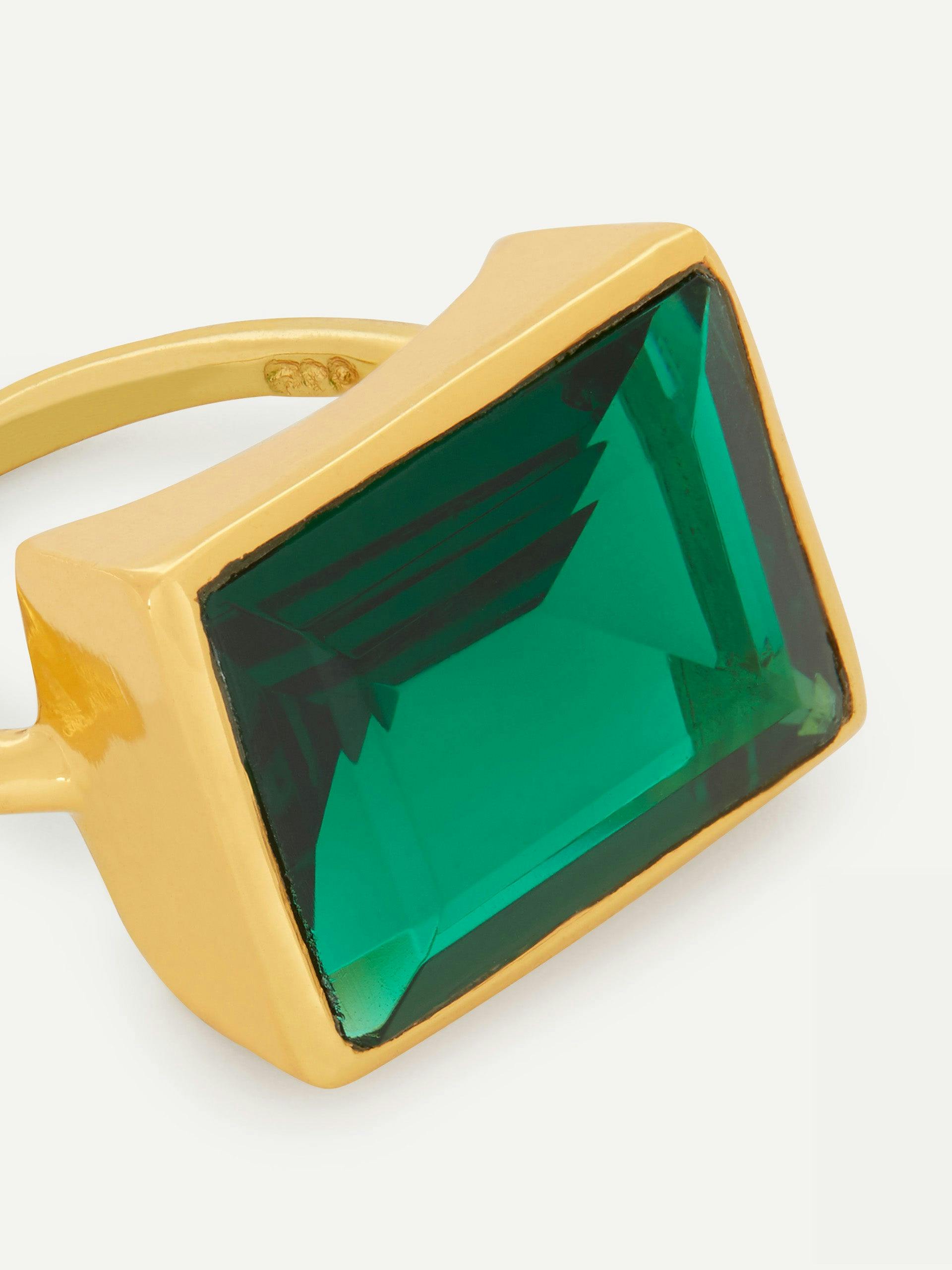 Gold-plated Lenny glass stone cocktail ring