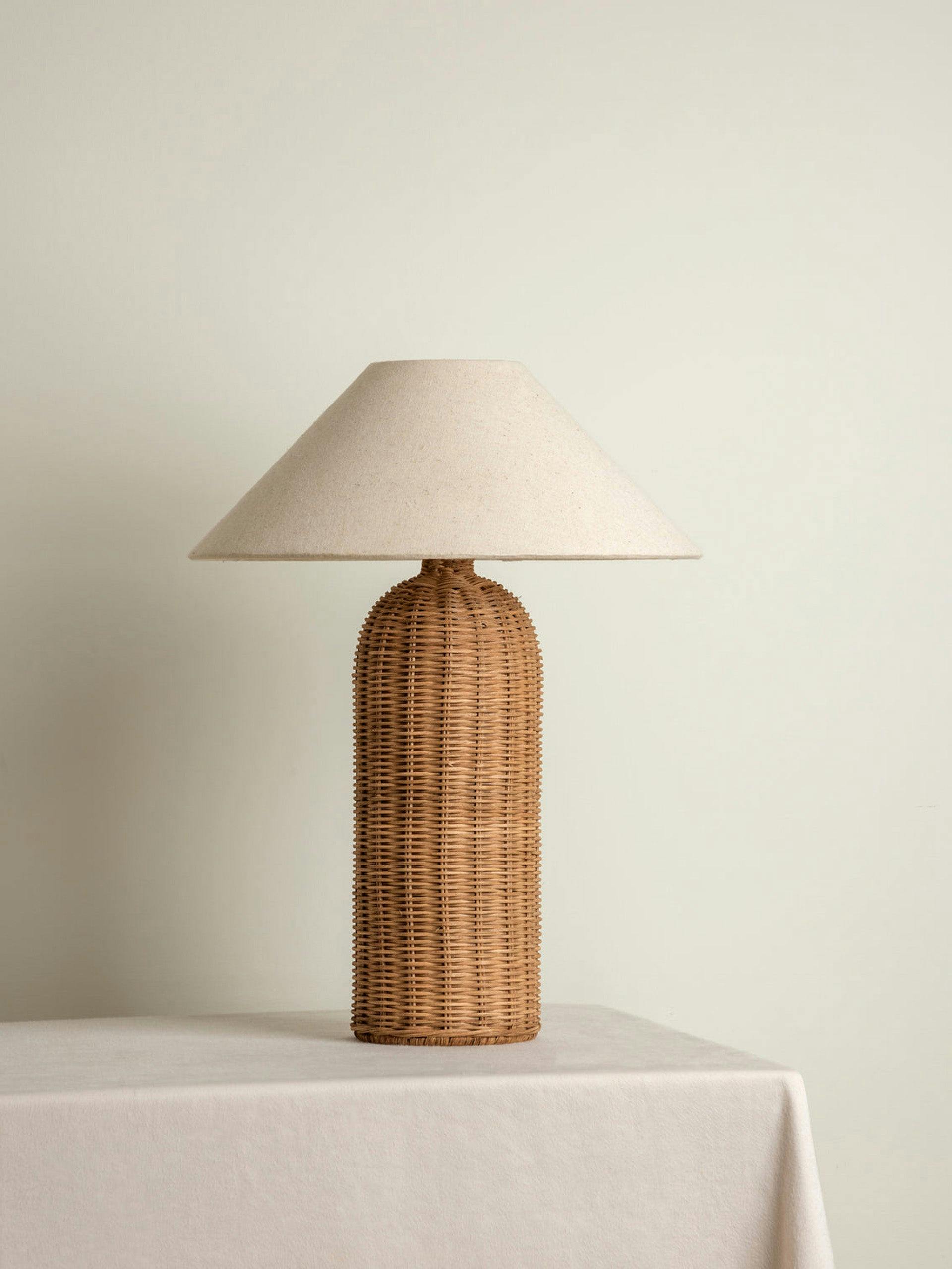 Tall rattan table lamp