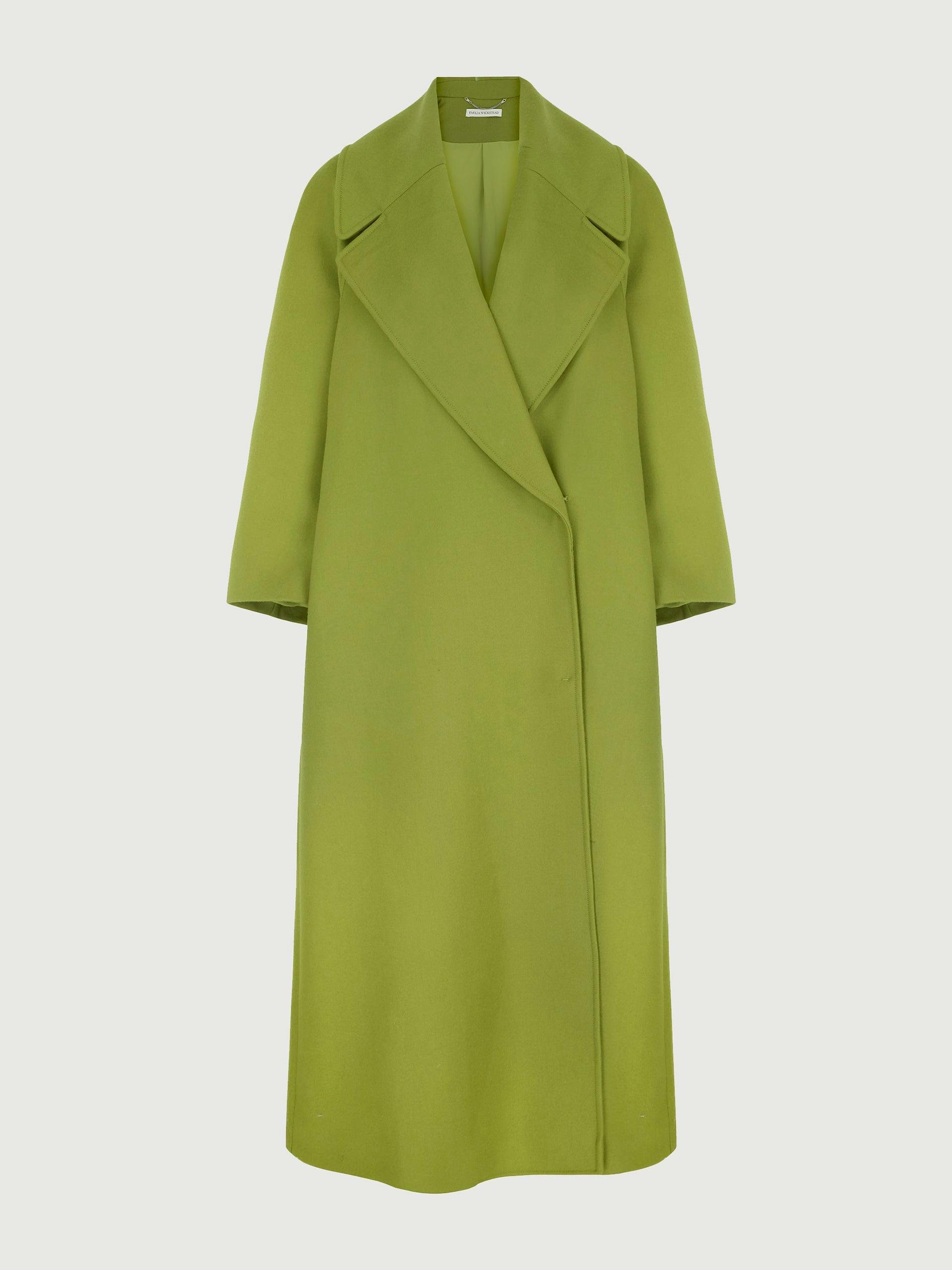 Chartreuse flanella oversized belted Lupo coat