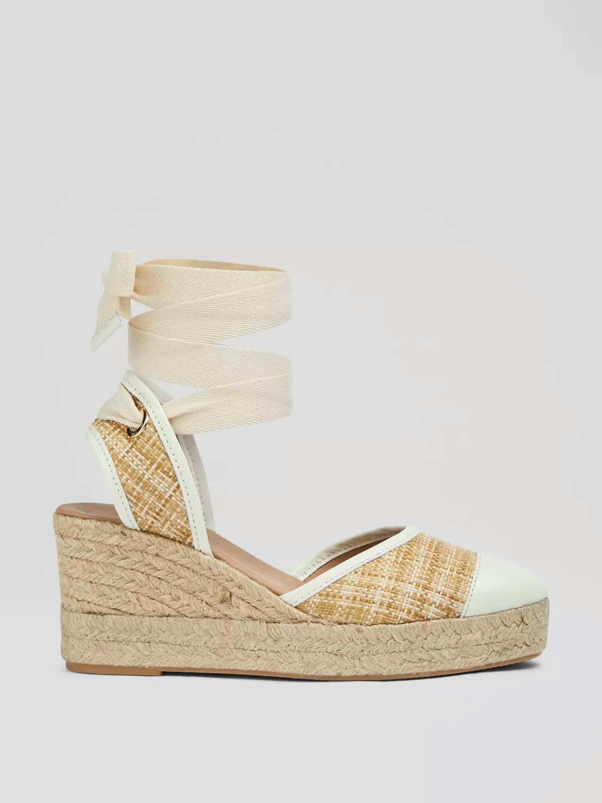 Jute and leather wedged espadrille sandals