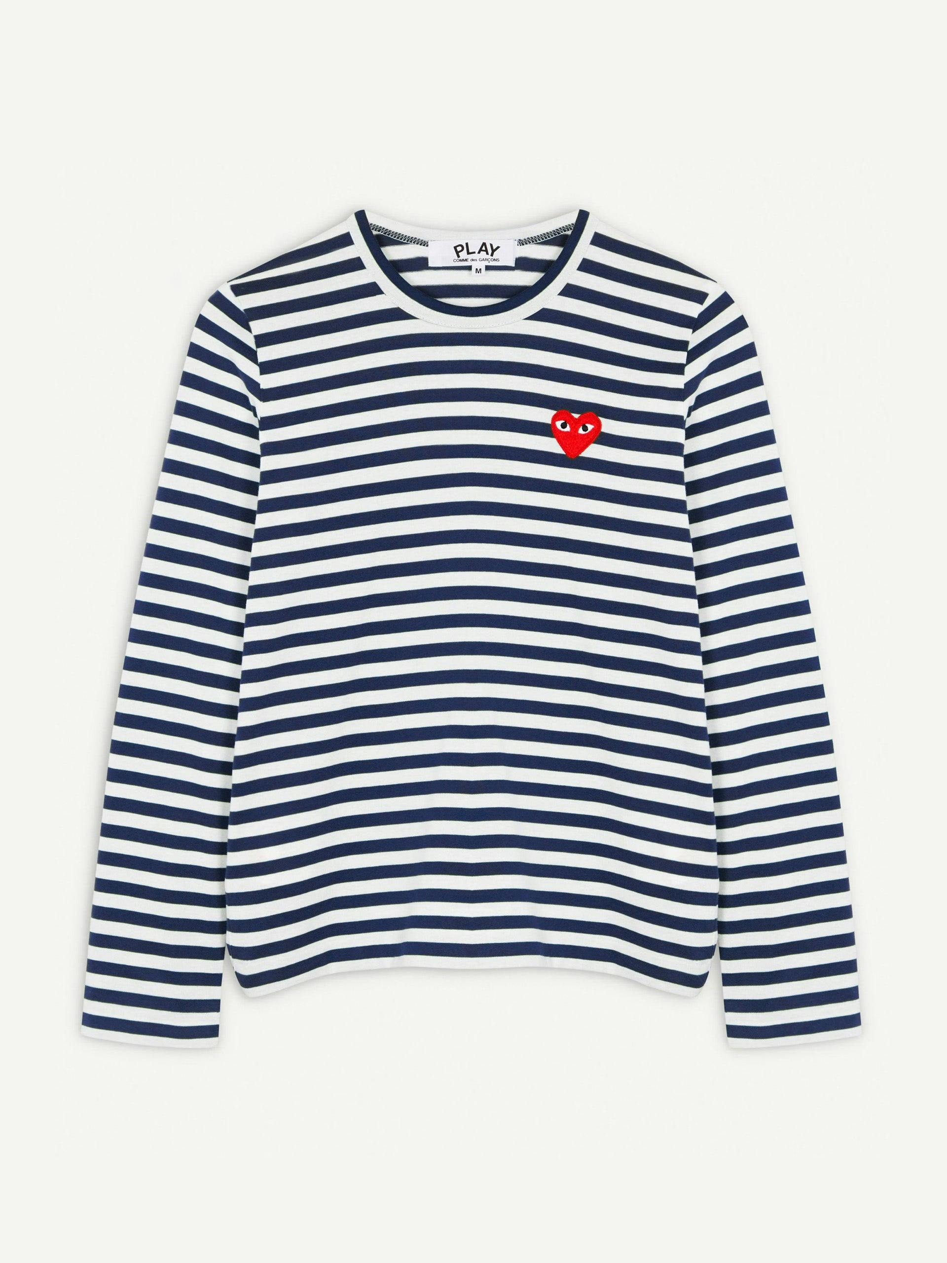 Navy and white striped long sleeve t-shirt