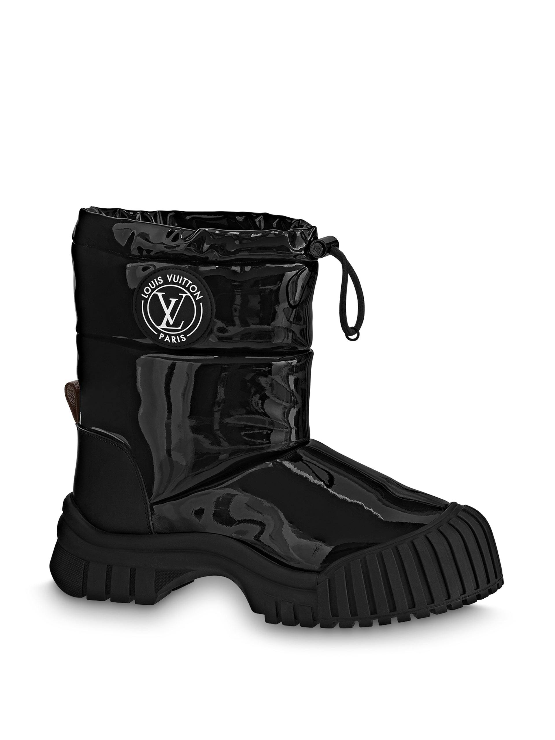 Black shiny padded boots