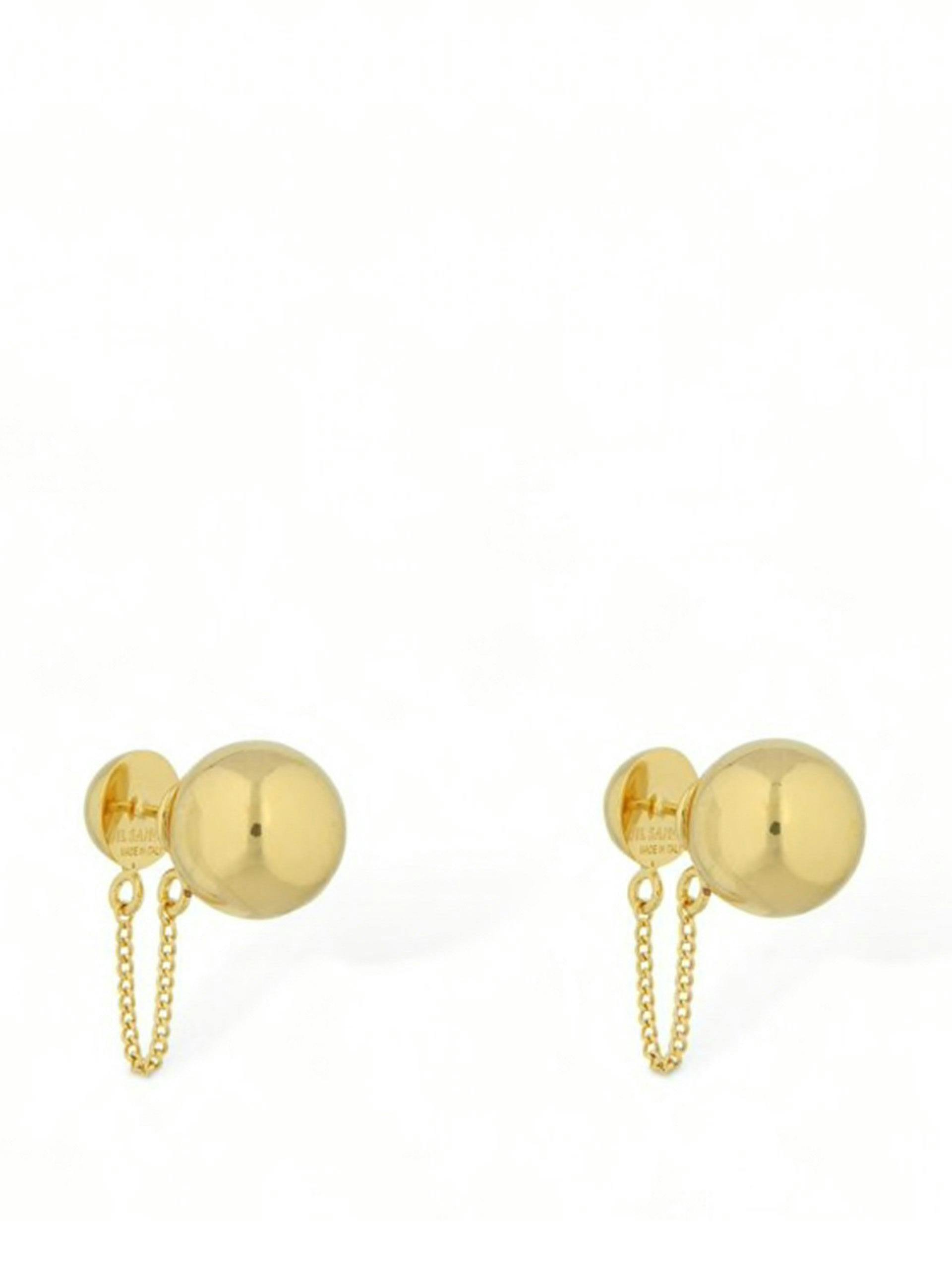 Small Sphere stud earrings with chain