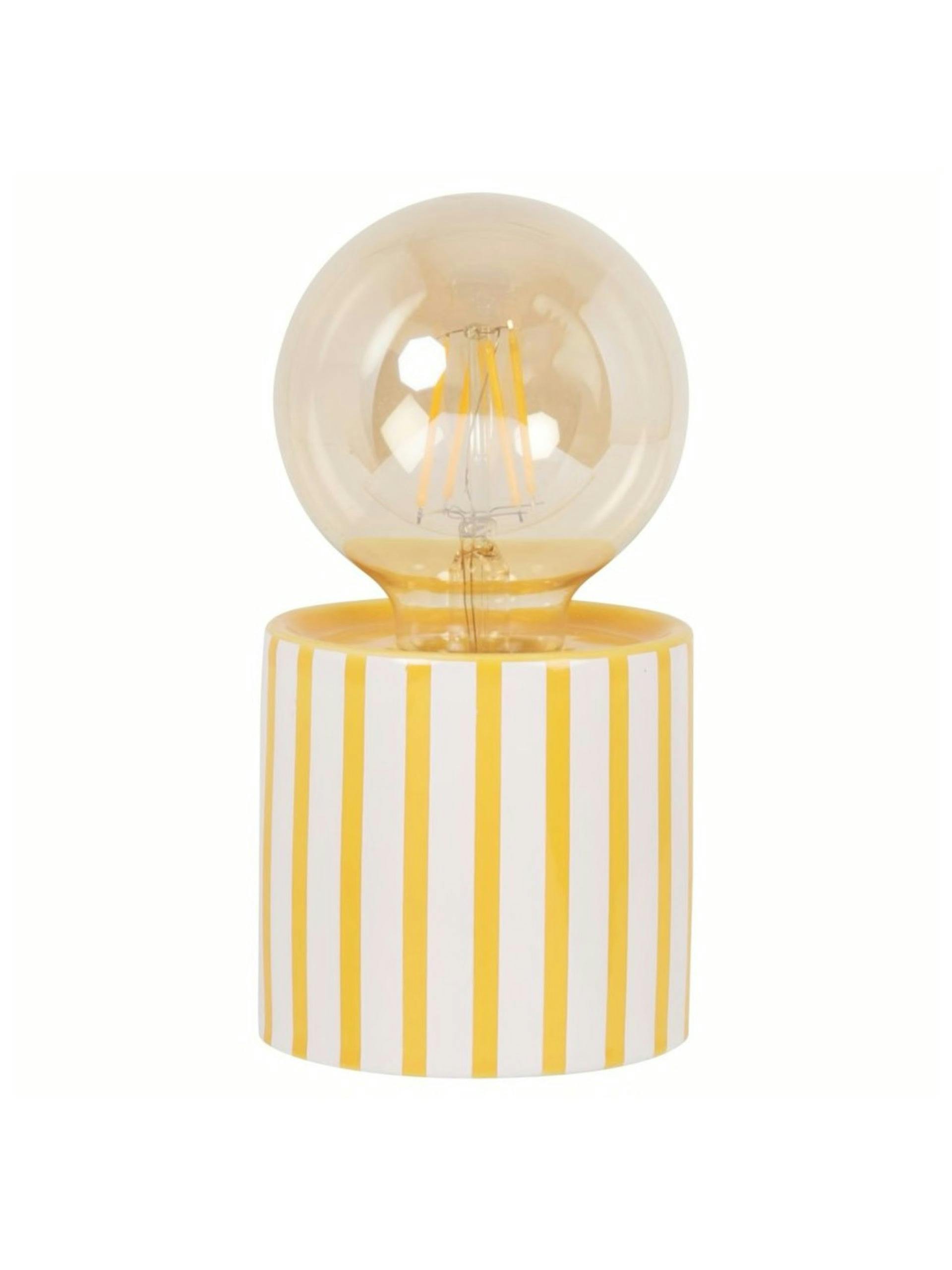 Yellow and white ceramic lamp