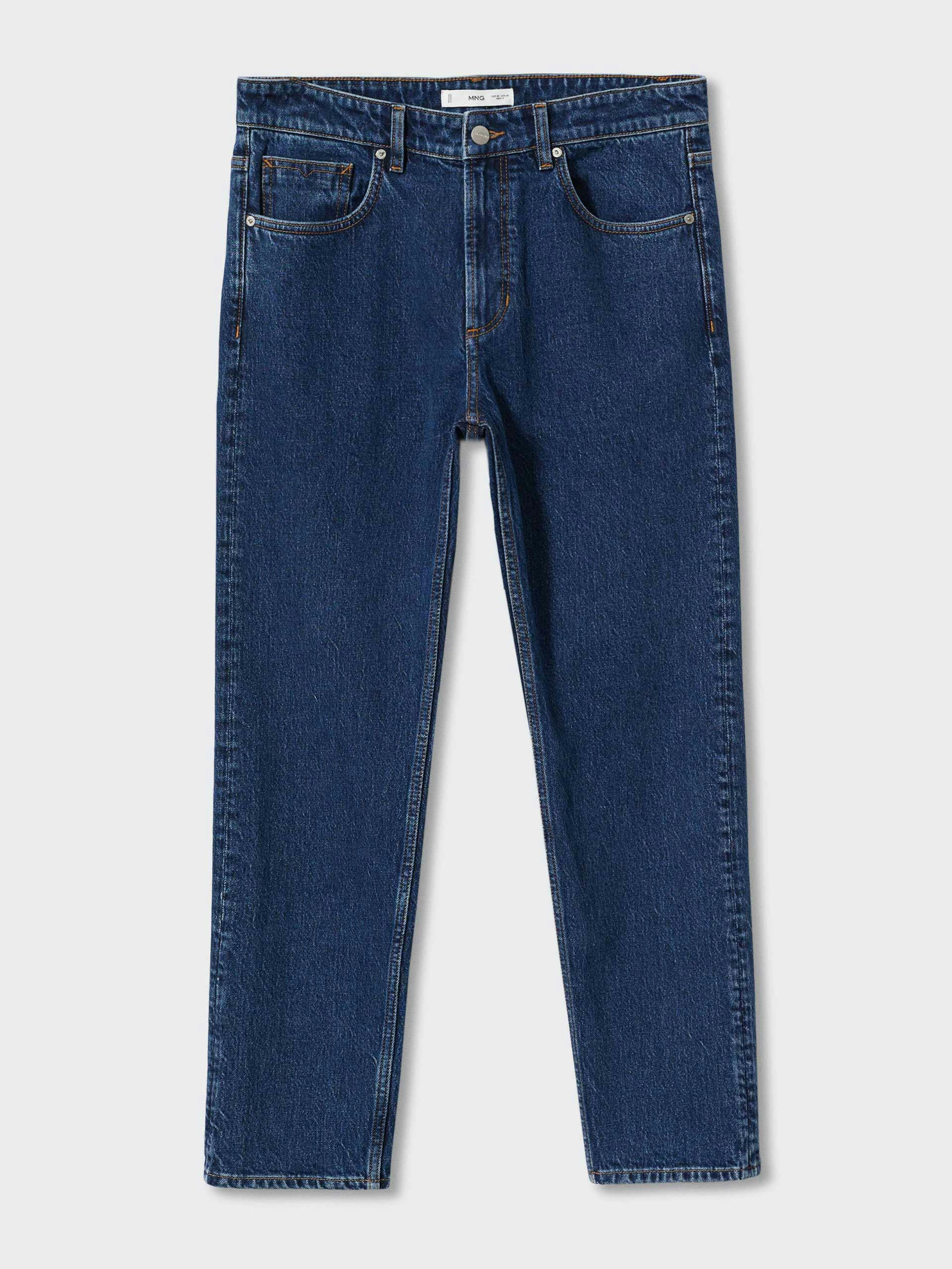 Dark wash cropped straight leg jeans