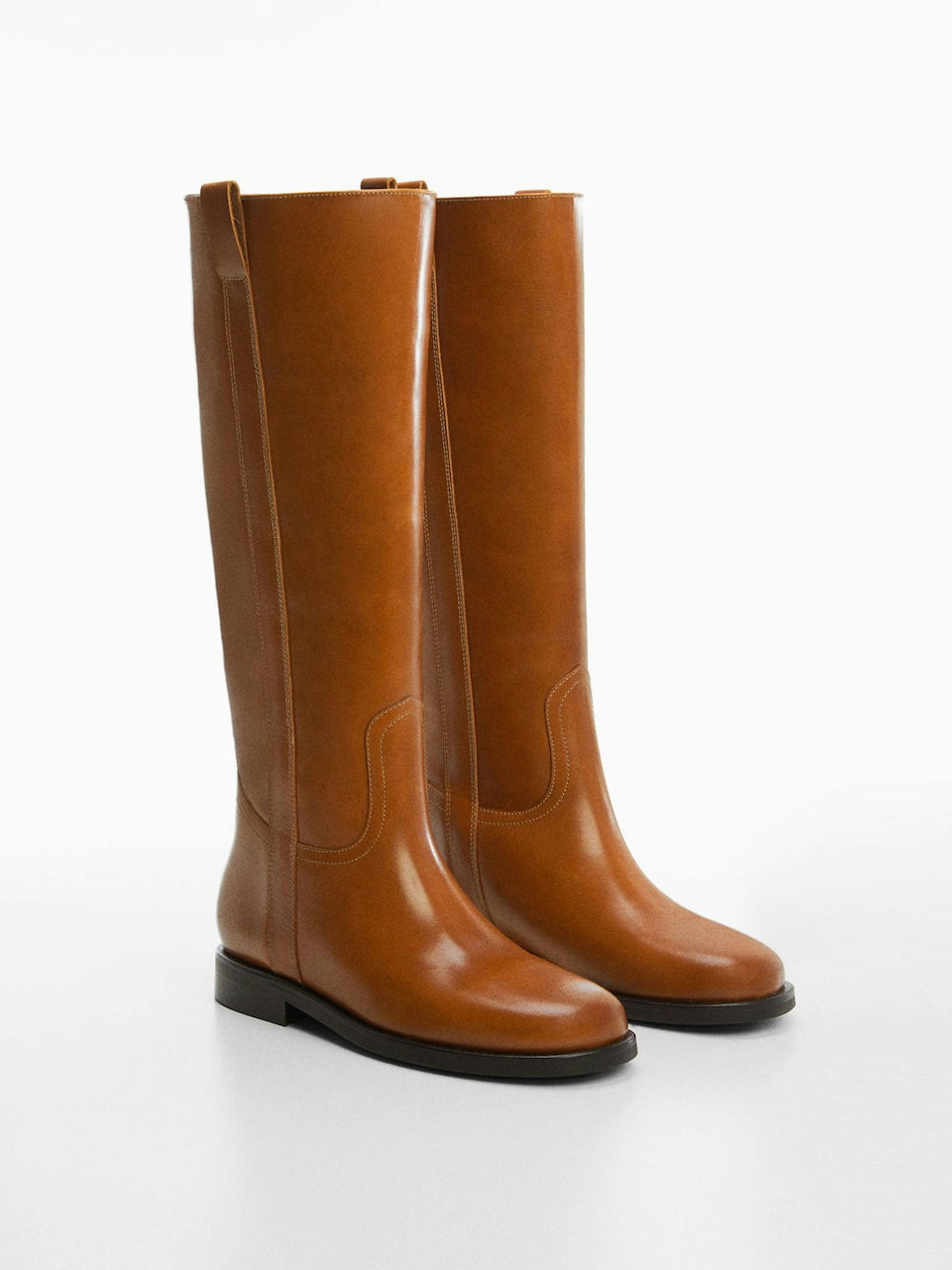 Brown leather knee-high boots