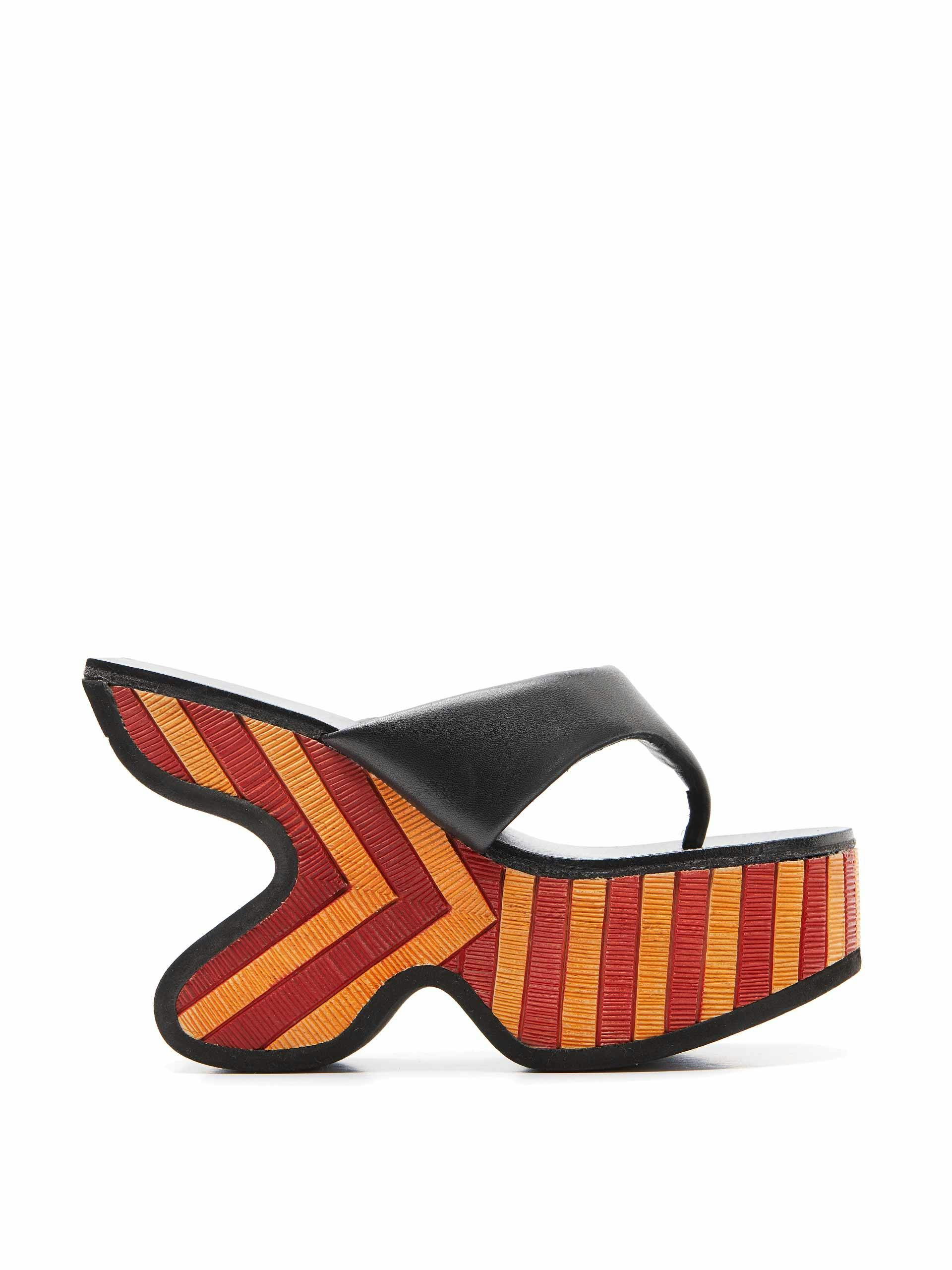 Irregular platform leather sandal