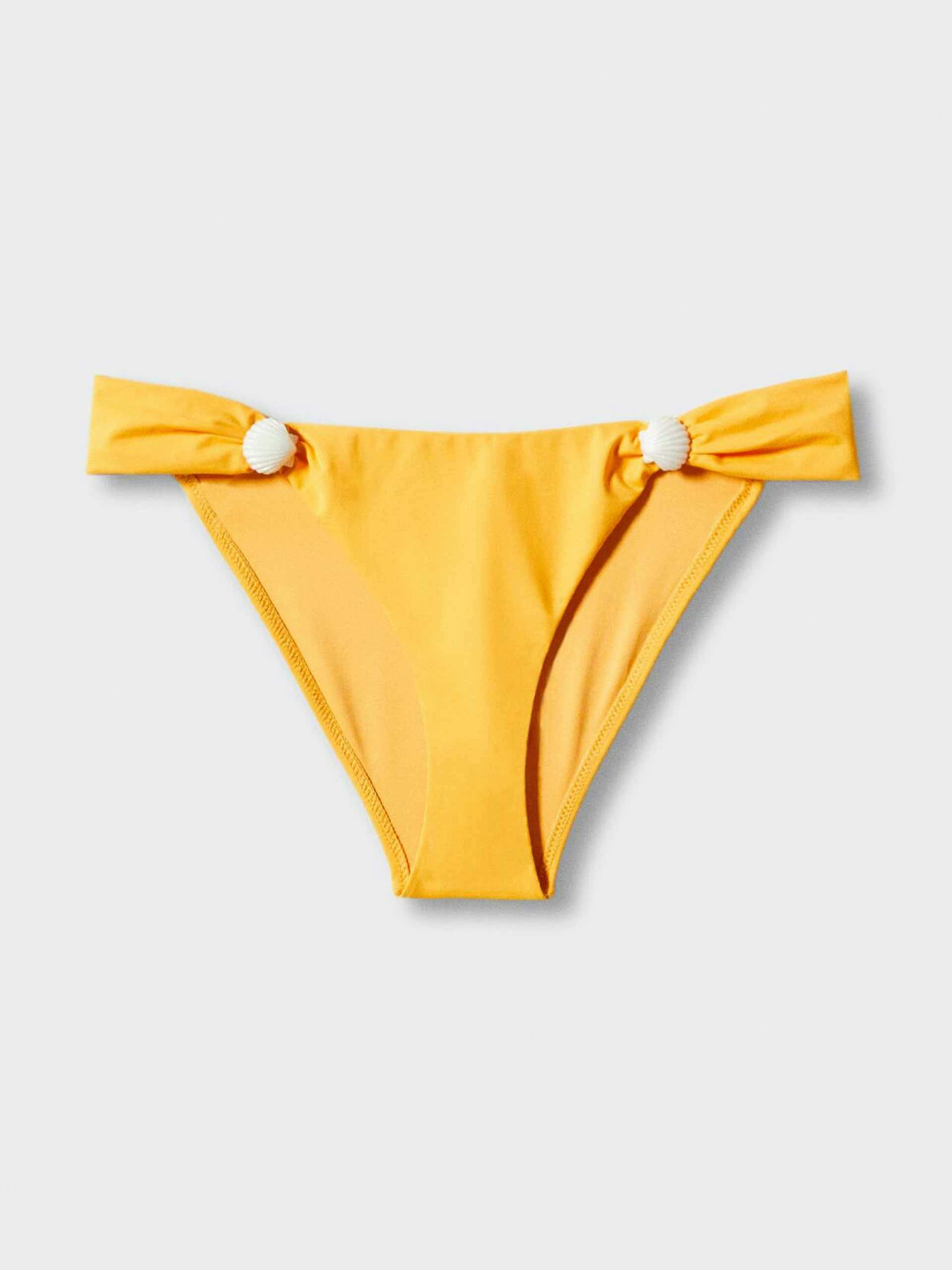 Yellow shell-embellished bikini briefs