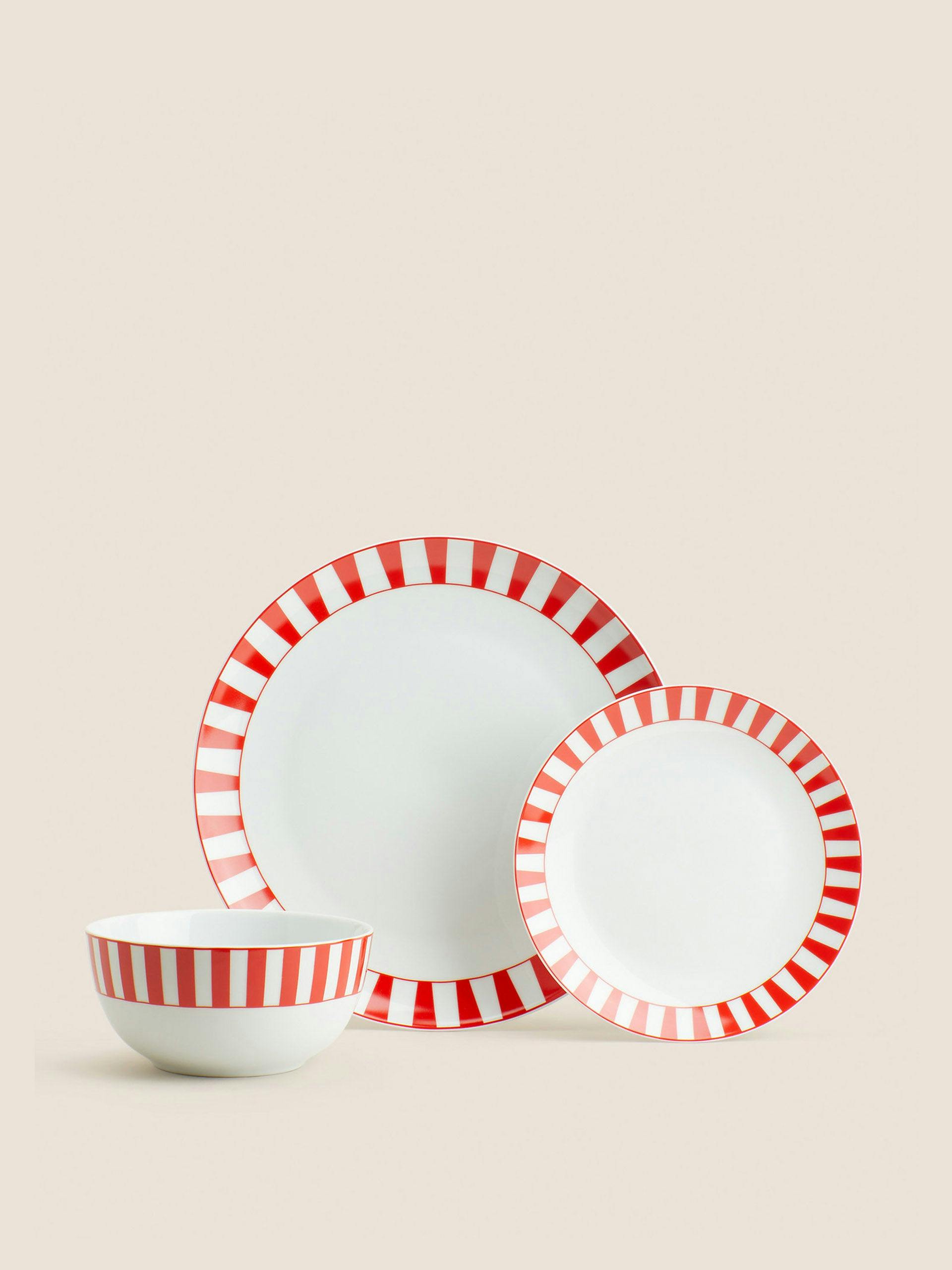 Striped dinner plates (set of 12)