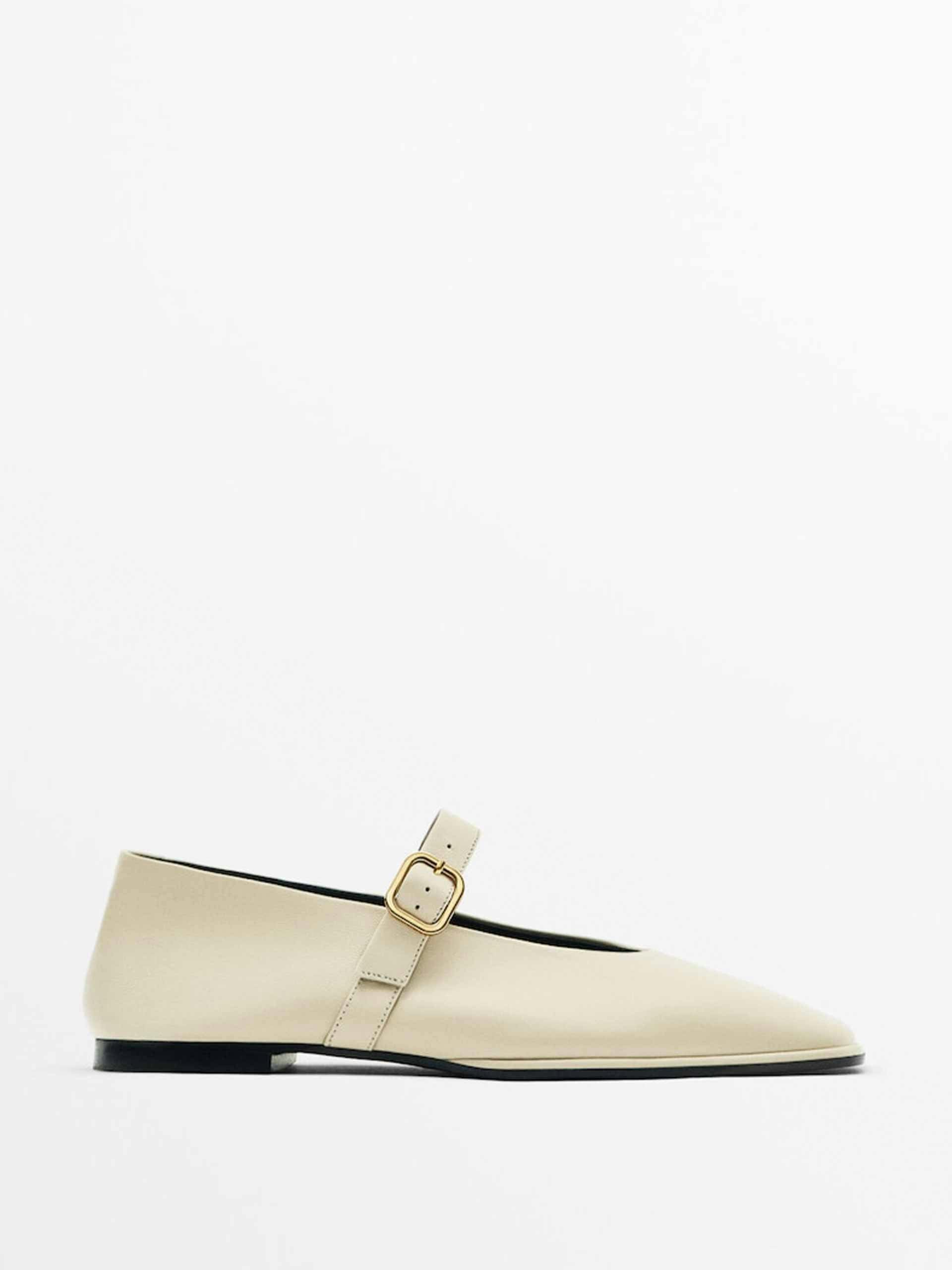 Square ballet flats with buckle