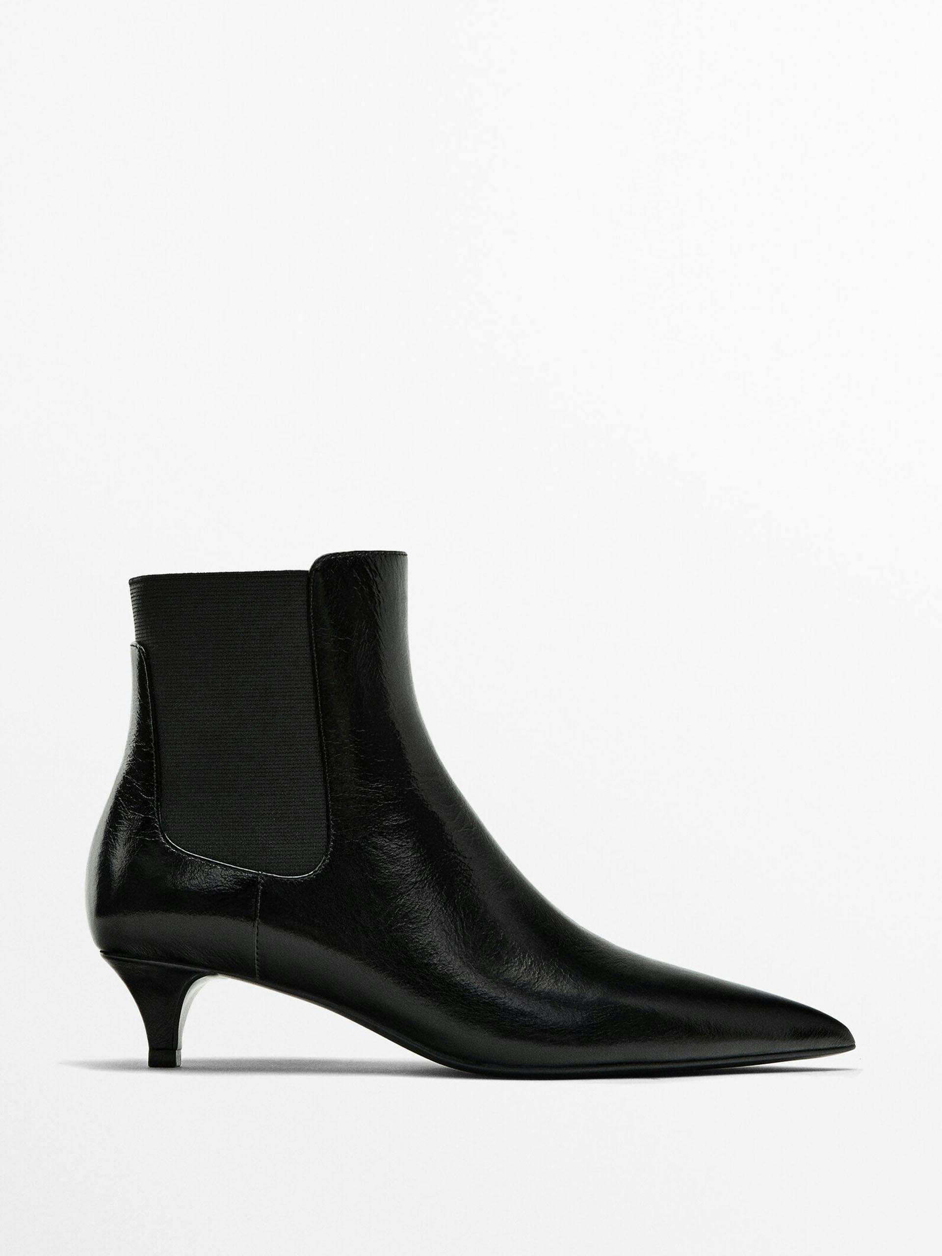 Black low-heel ankle boots
