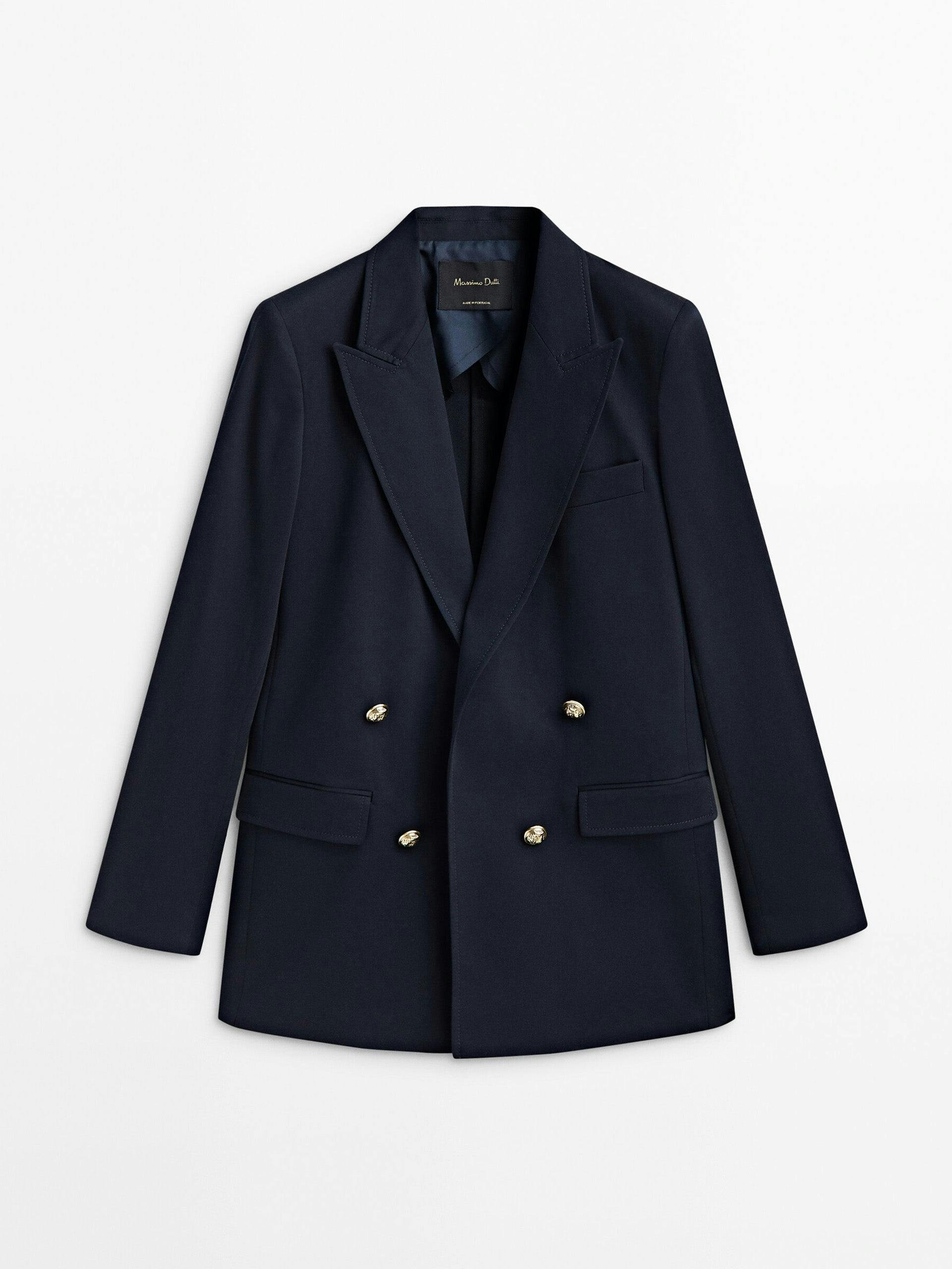 Navy double-breasted blazer