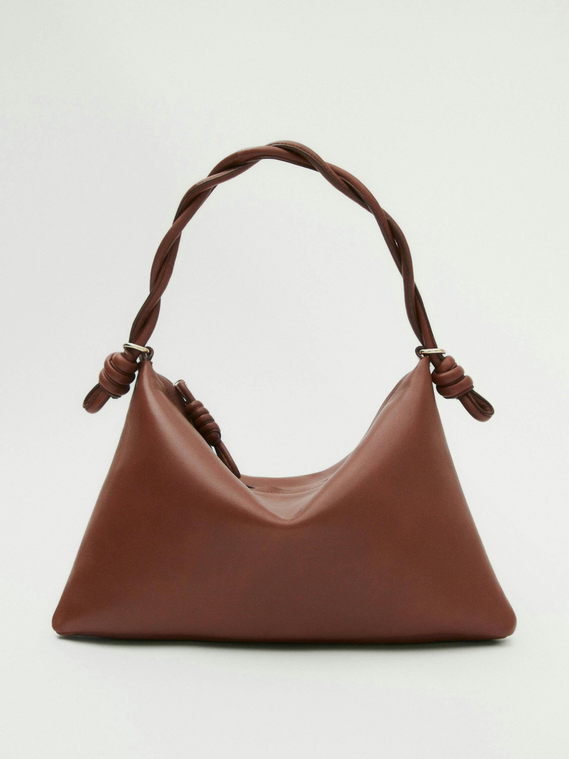 Mini nappa leather shoulder bag with plaited strap