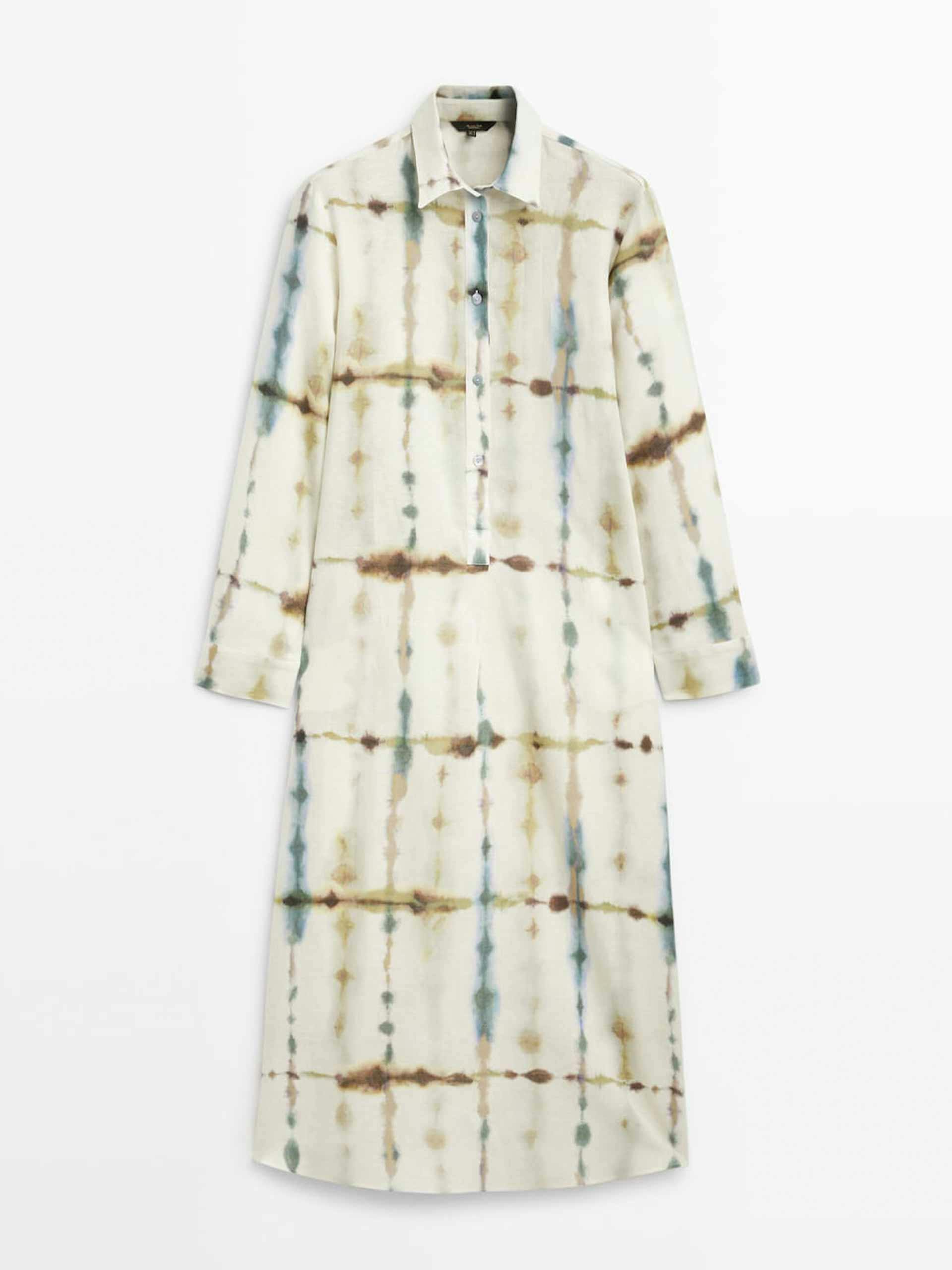 Tie-dyed linen and cotton blend dress