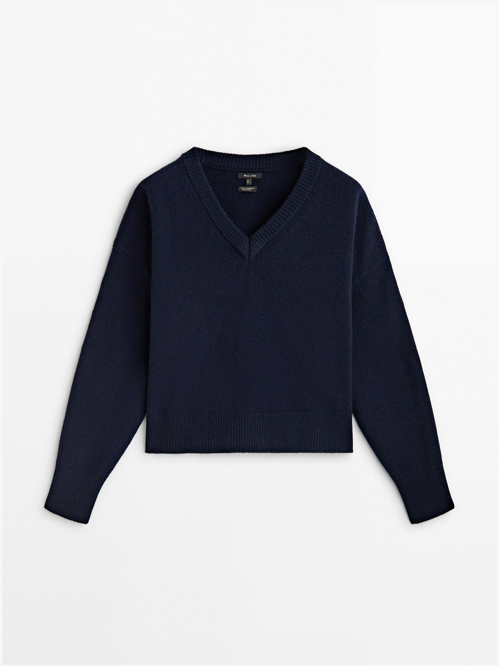 Wool and cashmere blend v-neck sweater