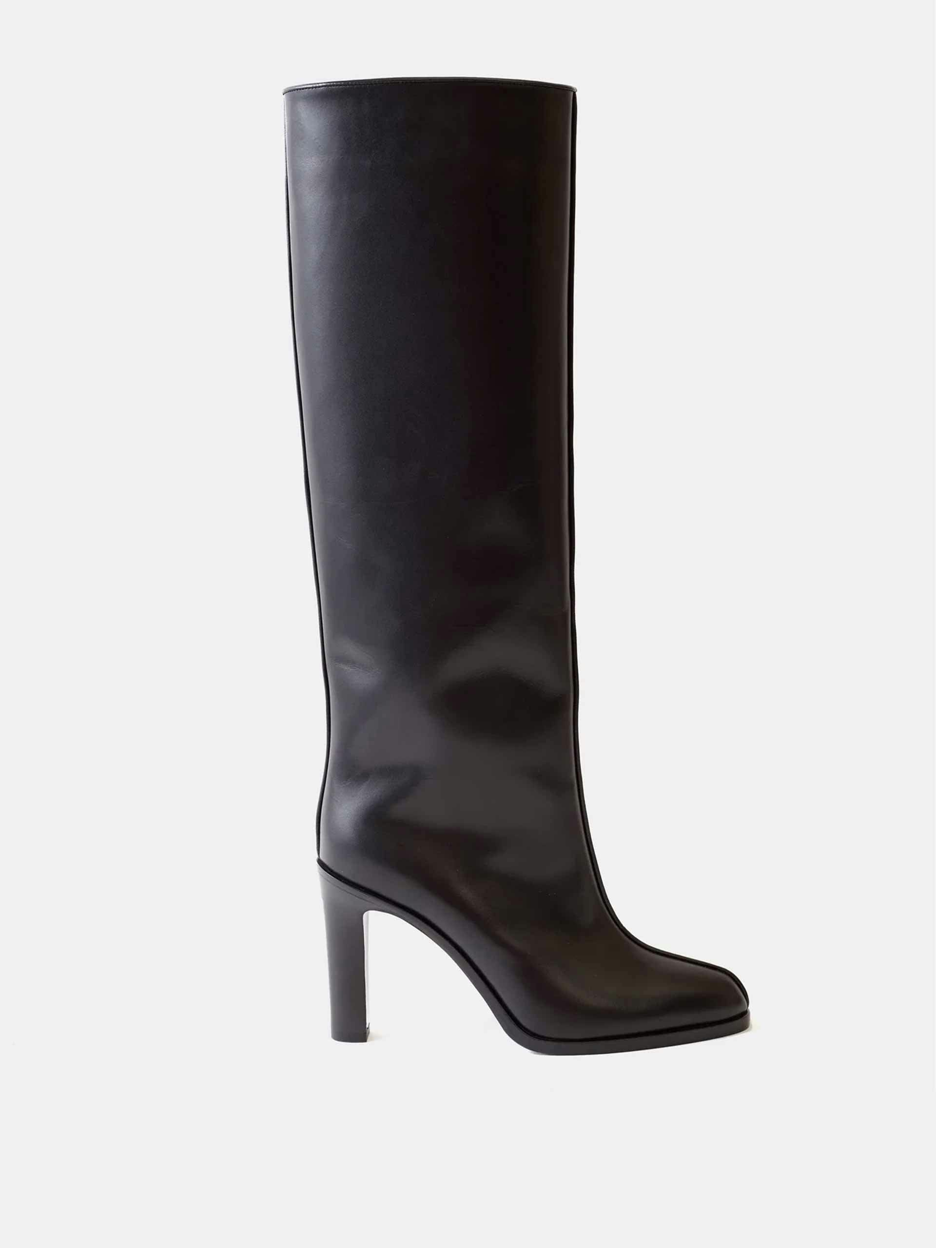 Wide Shaft 100 leather knee-high boots