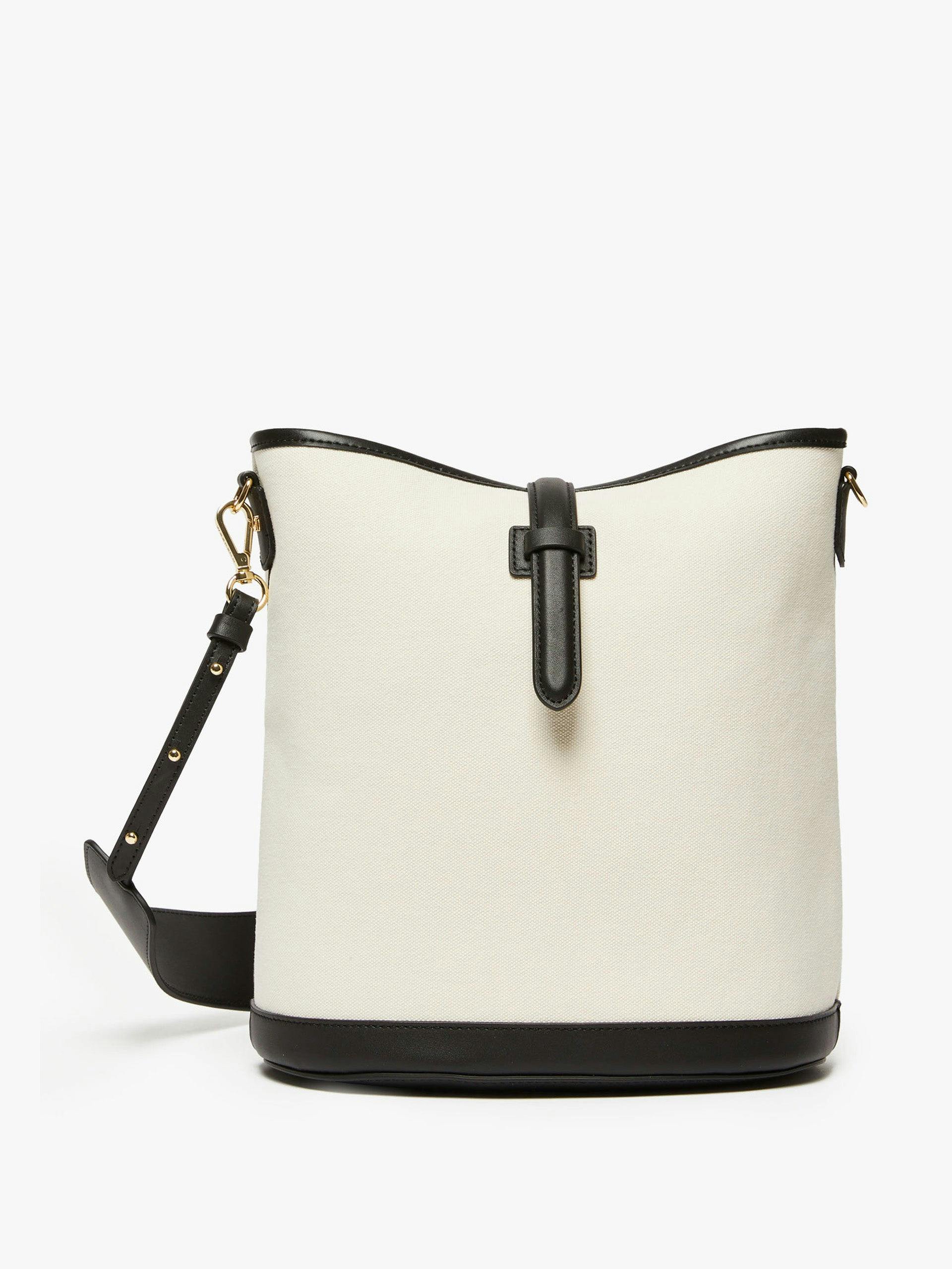 Canvas and leather bucket bag