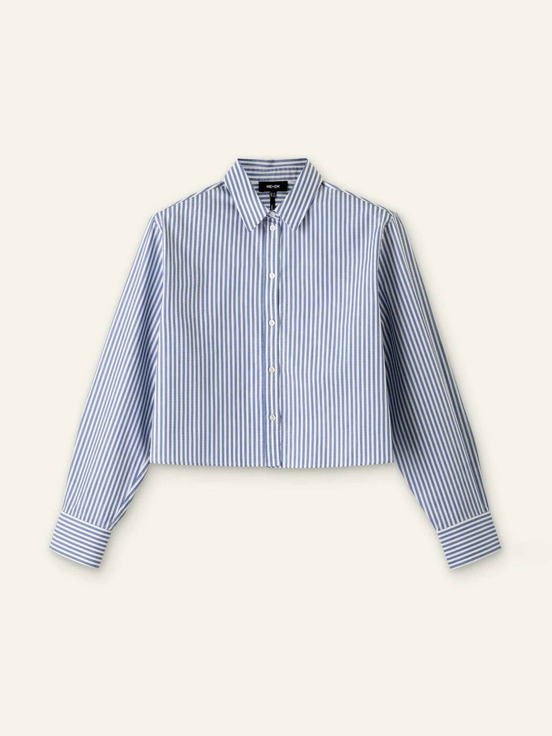 Cotton striped crop shirt