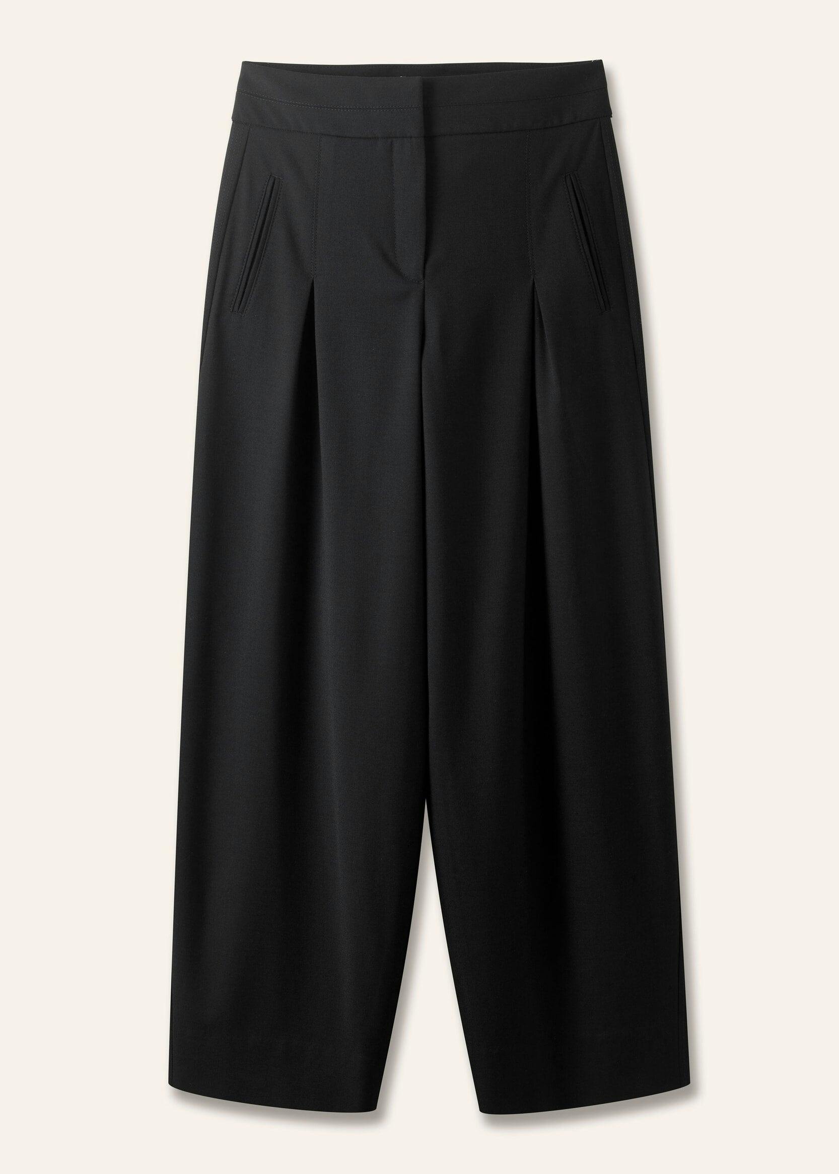 Black wide-leg tapered trouser